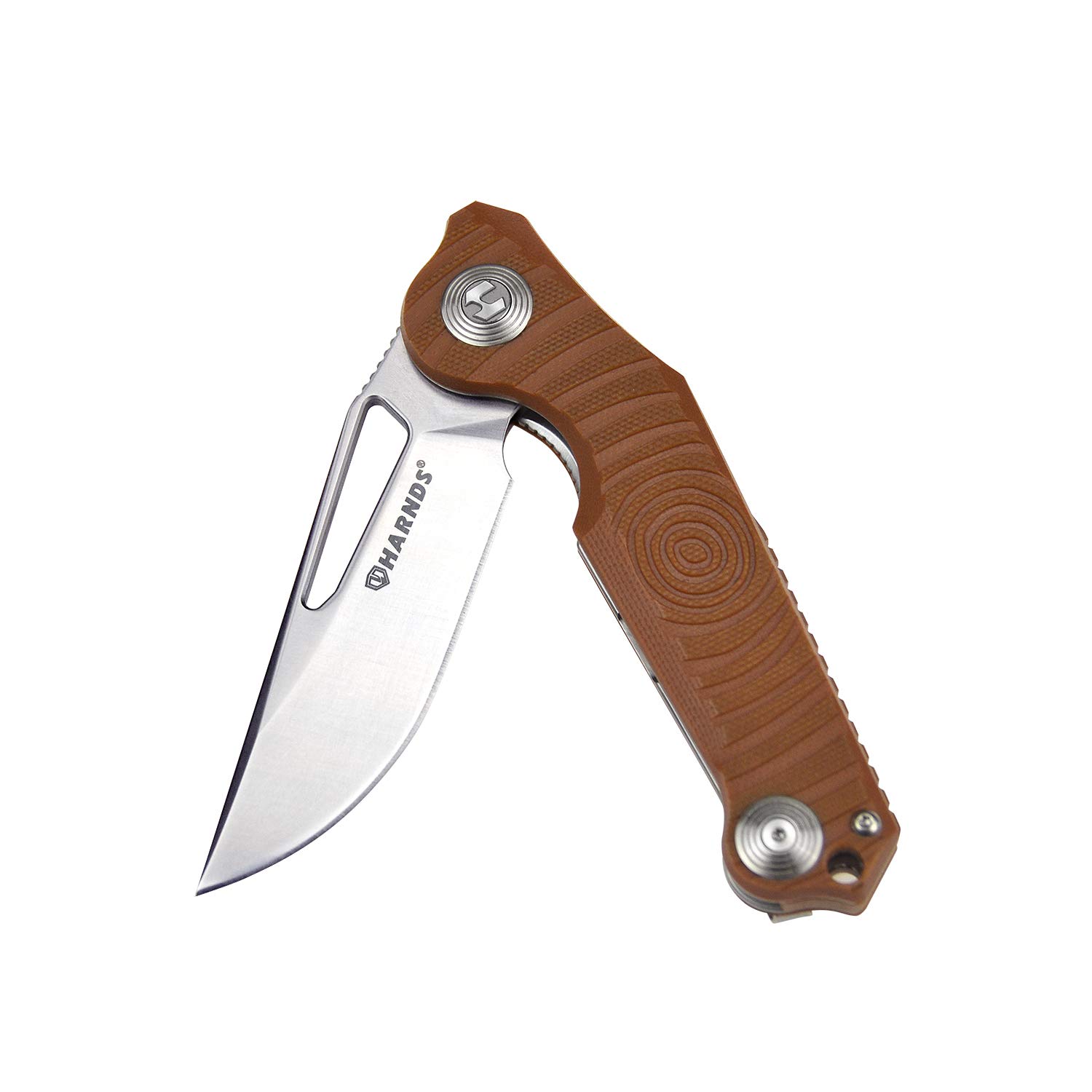Harnds Time Folding Knife - Premium Sandvik 14C28N Steel Blade, G10 Handle, Pocket Clip - EDC Folding Knife for Camping, Hiking, Survival & Outdoor Activities (Brown)