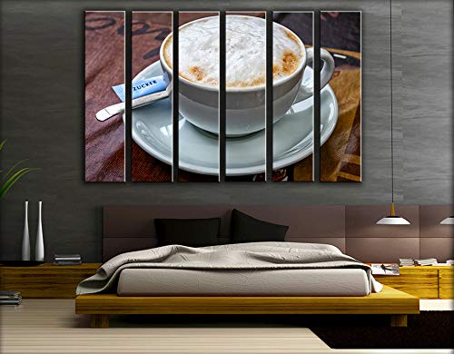 X-Large 6-Piece Coffee Theme Wall Art Set - Cappuccino Painting Canvas Prints for Home & Cafe Decor (44x67 inches) - Perfect for Living Rooms, Restaurants and Coffee Shops