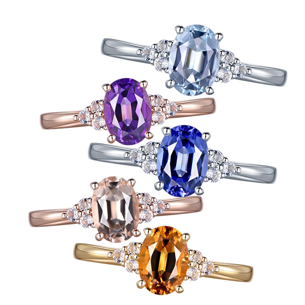14K White, Rose & Yellow Gold Women's Rings with Natural Aquamarine, Amethyst, Tanzanite, Morganite & Citrine Gemstones | Elegant Jewelry for Weddings, Anniversaries & Special Occasions