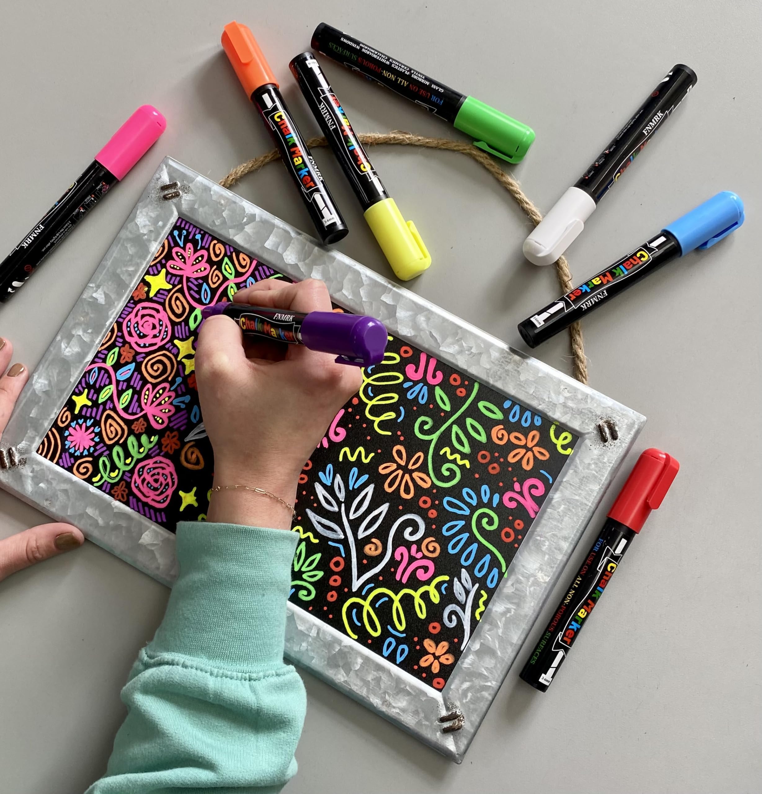 8 Pack Liquid Chalk Markers - Vibrant Non-Toxic Water-Based Chalkboard Pens for Blackboard, Signs, Windows - Reversible Tip for Art, Teaching & DIY Projects