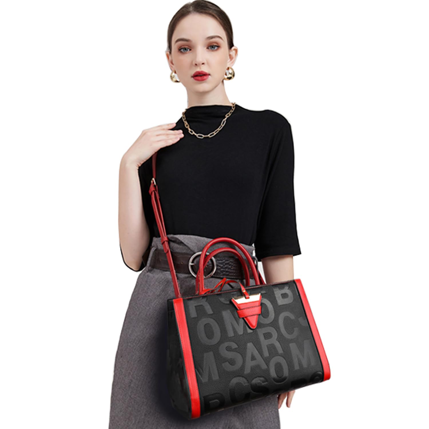 Luxury Vegan Leather Tote Bag for Women - Large Crossbody Designer Purse, Stylish Handbag for Work, Travel & Everyday Use