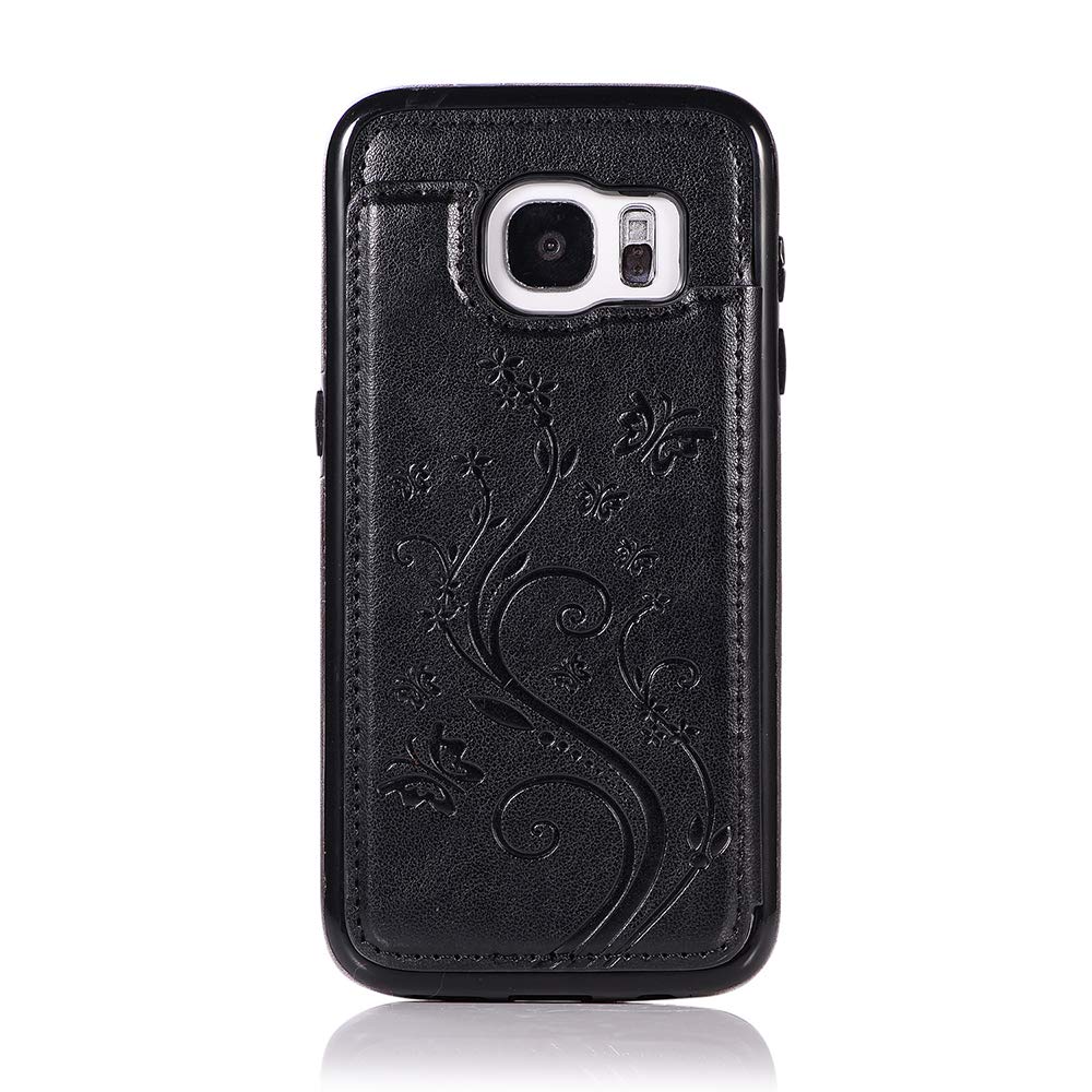 Premium Samsung Galaxy S7 Phone Case with Tempered Glass Screen Protector - Wallet Flip Leather Cover with Card Holder & Stand Function - Compatible with Galaxy S7/SM-G930V/G930A (Black) - Perfect for Daily Use, Travel & Business Meetings