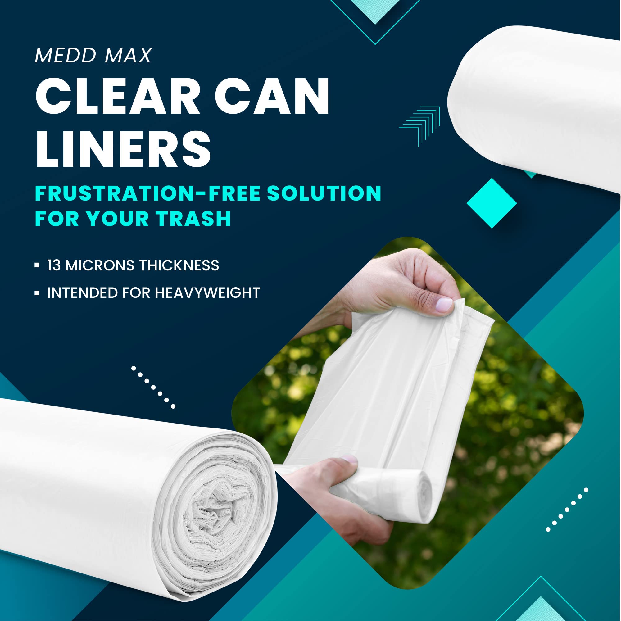 **Medd Max Clear Trash Can Liners - 30