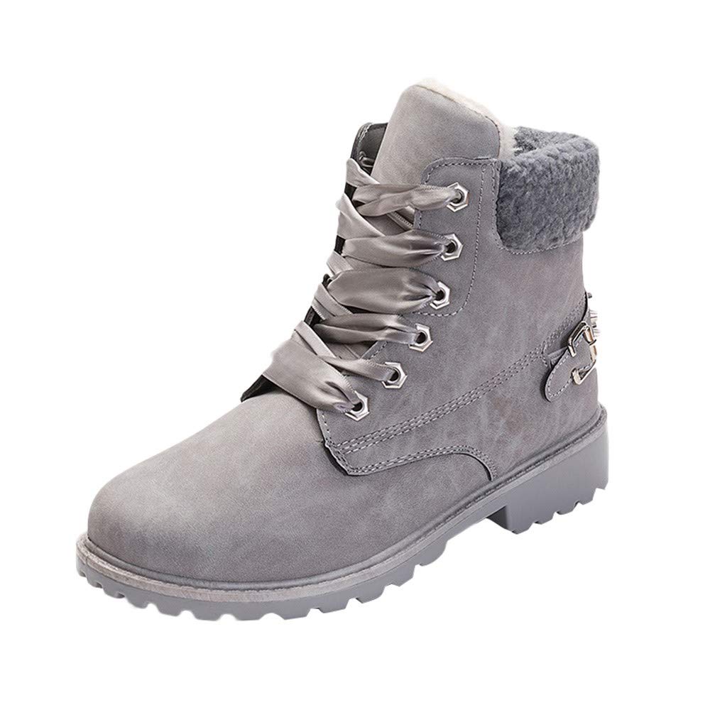 Women's Winter Snow Boots - Waterproof Lace-Up Ankle Boots with Round Toe for Cold Weather | Casual Outdoor Shoes for Snow, Hiking & Daily Wear