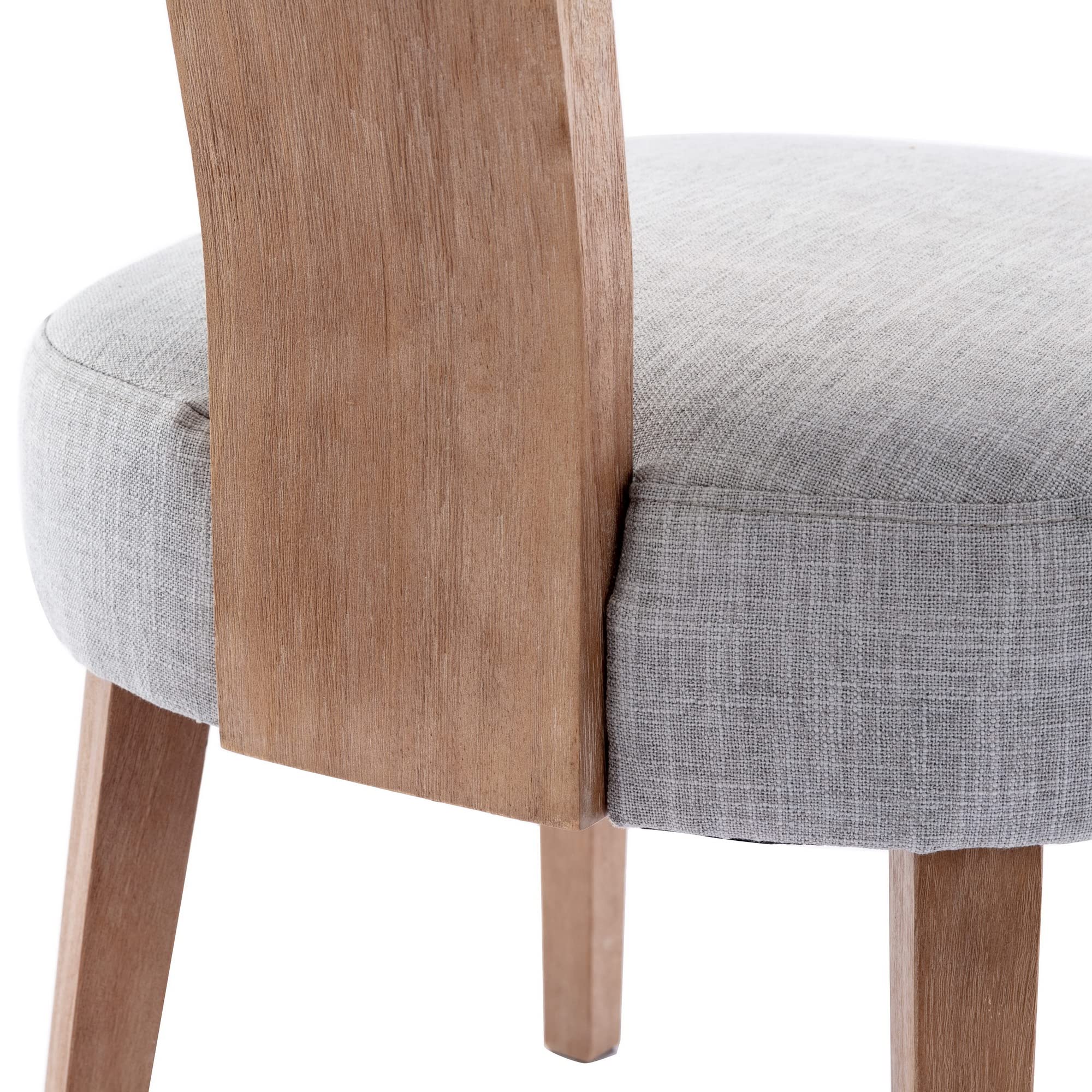 Wahson Farmhouse Kitchen & Dining Room Chairs Set of 2 - Retro Linen Upholstered Dining Chairs with Sturdy Hardwood Legs in Grey | Perfect for Farmhouse, Cottage & Vintage Style Dining Rooms, Kitchens & Breakfast Nooks