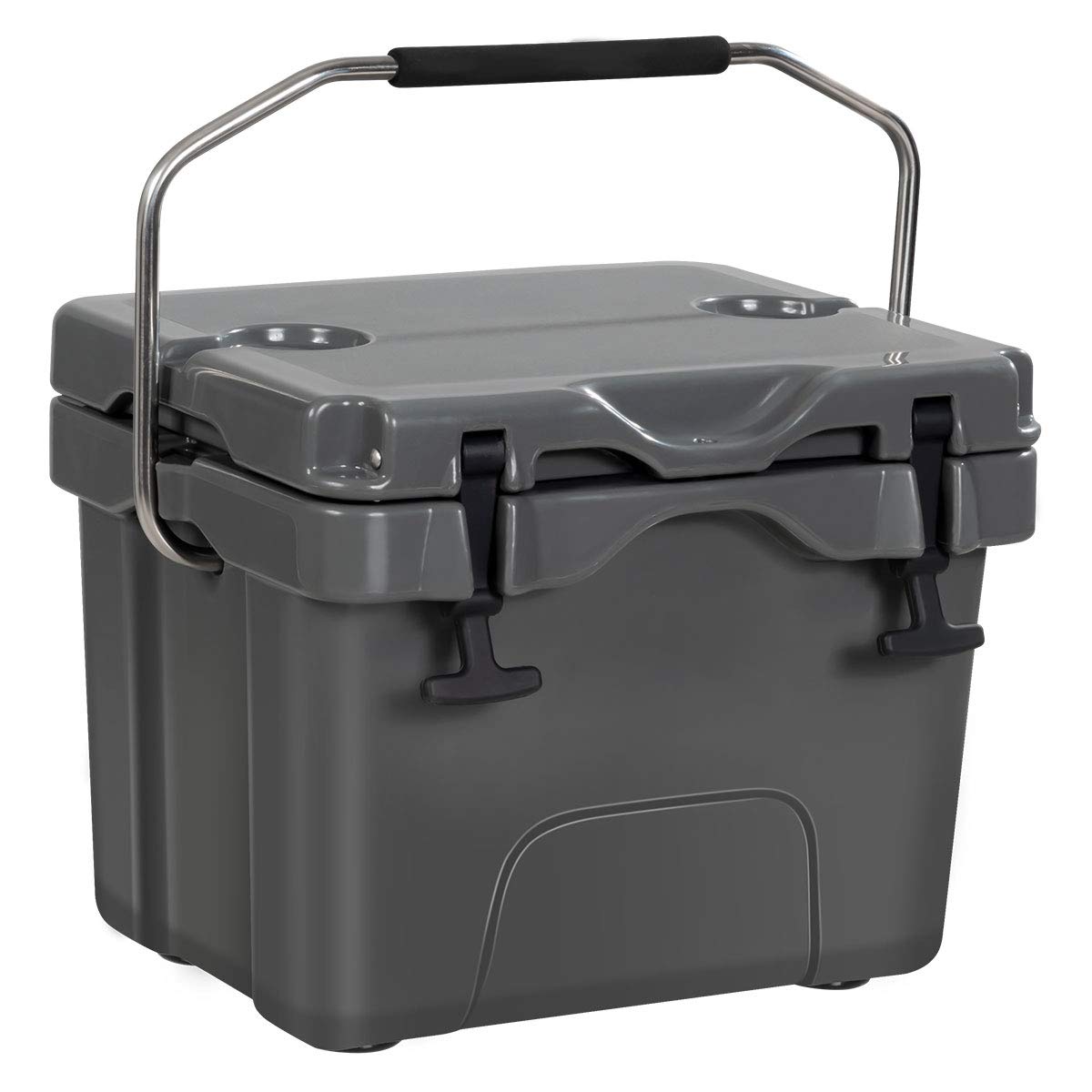 Goplus 16 Quart Cooler - 24-Can Capacity Insulated Ice Chest with 2 Cup Holders, 3-5 Days Ice Retention, Portable Cooler Box for Camping, Fishing, Picnics, Beach Trips & Outdoor Adventures