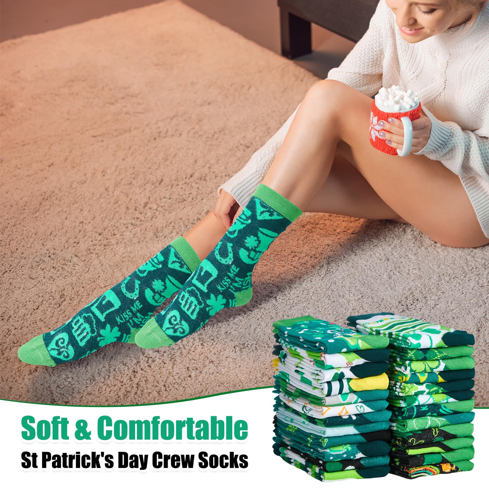 Shinymoon 24 Pairs Women's Novelty Socks Bulk Pack - Fun Holiday Socks for Women & Girls - Perfect for Christmas Gifts, Stocking Stuffers & Everyday Wear