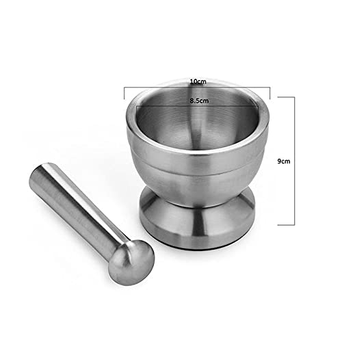 Premium Stainless Steel Mortar and Pestle Set - Garlic Crusher, Spice Grinder, Herb Bowl for Pharmacy & Kitchen - Perfect for Grinding Herbs, Spices, Nuts & Making Fresh Pesto