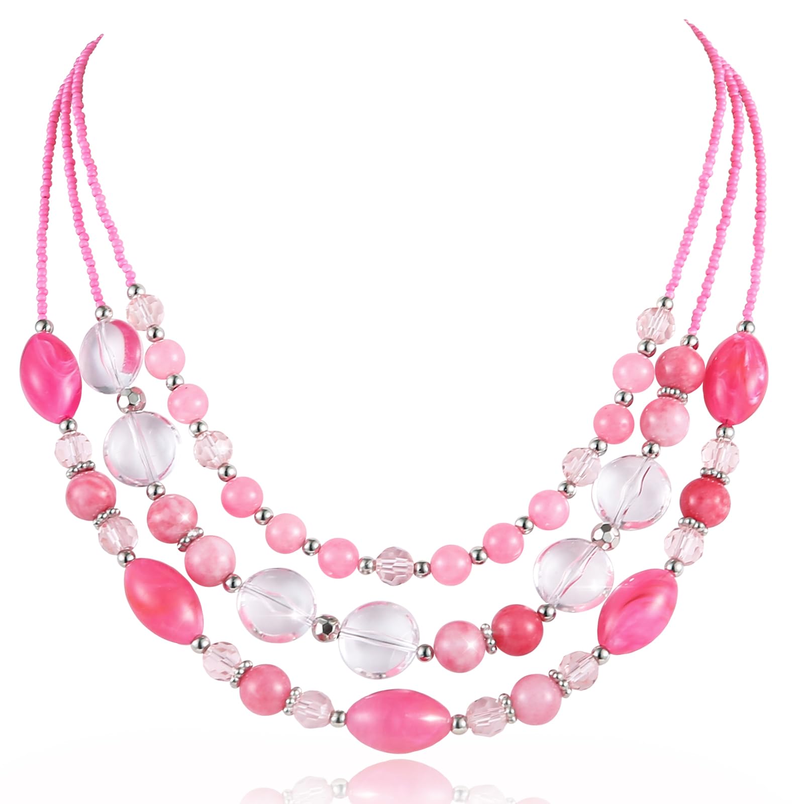 Chunky Layered Beaded Necklaces for Women - Multi Strand Statement Necklace Fashion Jewelry Gift for Mom, Birthday, Anniversary | Perfect for Fall Outfits, Office Wear & Special Occasions