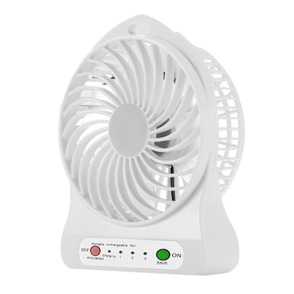 Hofumix Mini USB Desk Fan - Portable Rechargeable 3-Speed Cooling Fan for Office, Car & Travel | Handheld Desktop Air Blower | White Personal Cooler for Home, Work & Outdoor Use