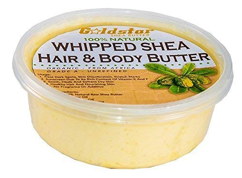 Goldstar Whipped Shea Butter for Hair & Body - 8oz Moisturizing Cream for Dry Skin & Curly Hair - Perfect for Daily Hydration & Natural Hair Care