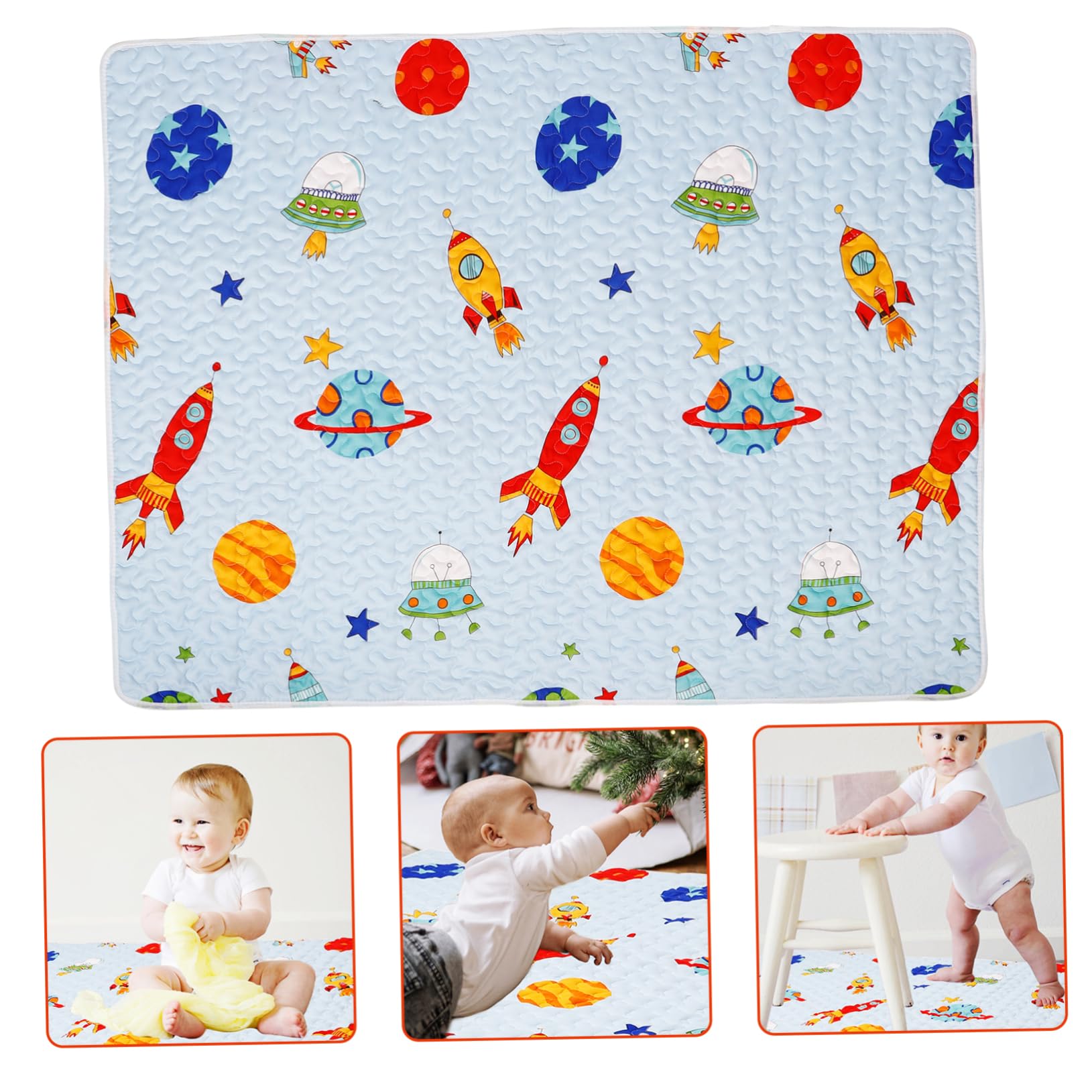 GLSTOY Baby Play Mat - 100x130cm Soft Cotton Crawling Mat for Infants & Toddlers | Non-Slip Playpen Mat for Nursery, Living Room & Daycare (Blue)