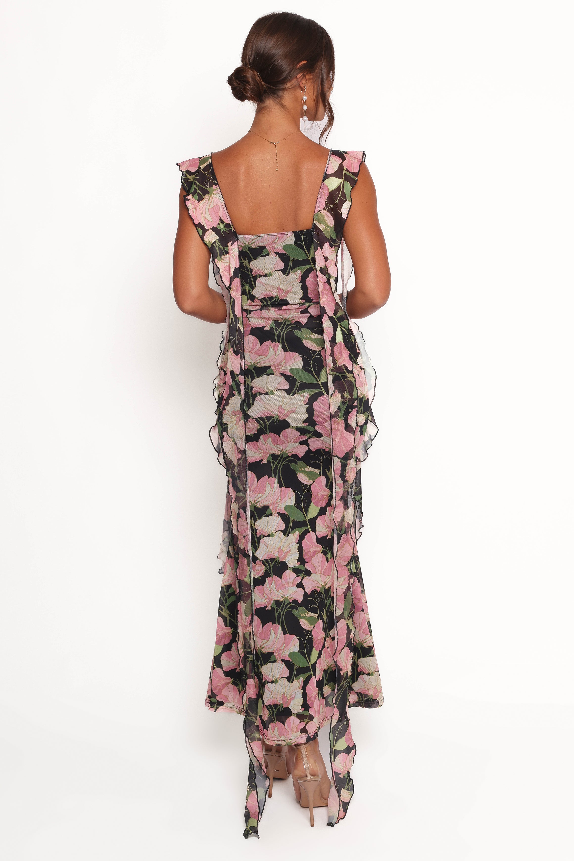 Chiara Maxi Dress - Black Floral Print Women's Long Dress for Summer, Beach, Party & Special Occasions