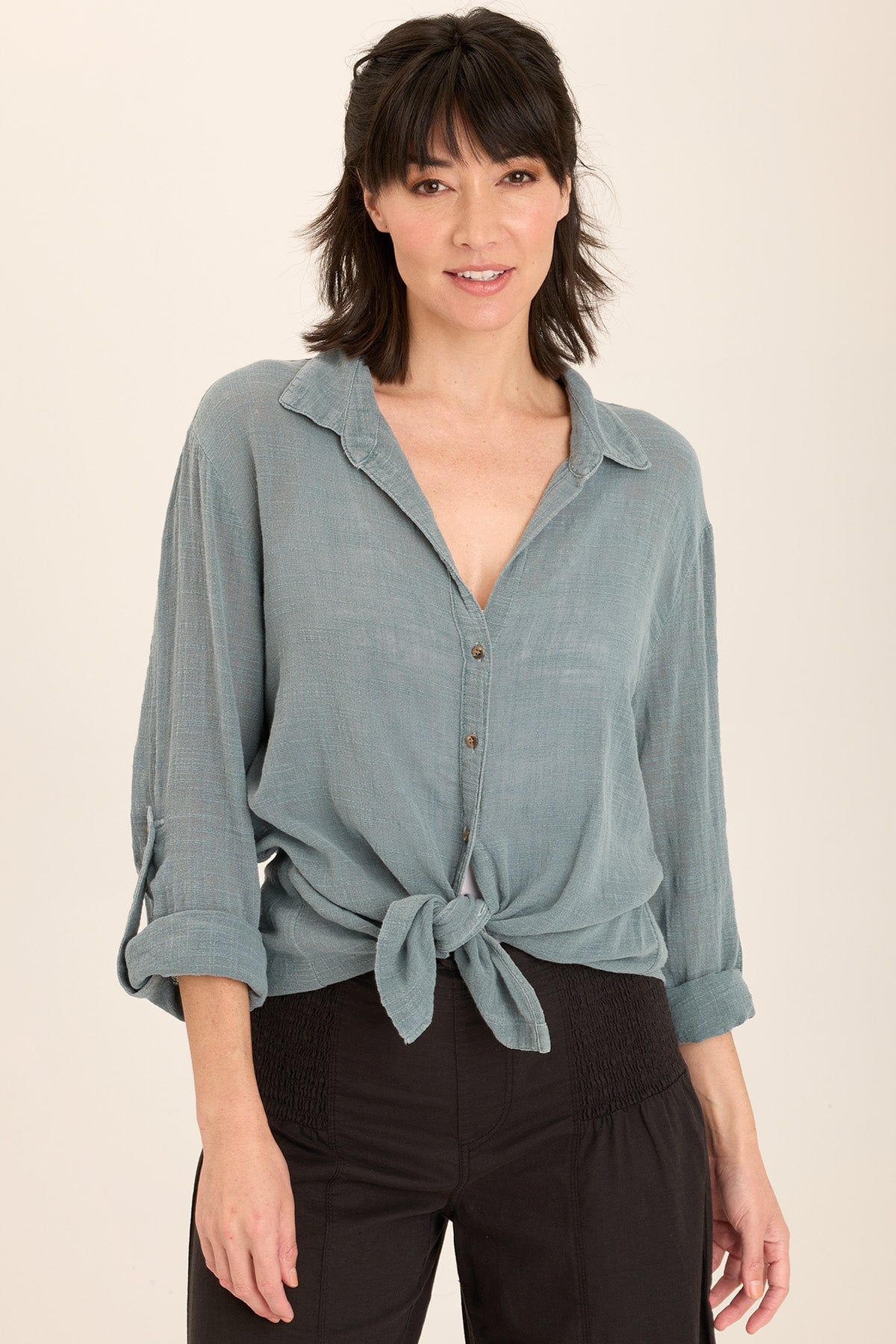 Stylish Porter Blouse with Thunderclap Pigment Print - Perfect for Casual Outings, Office Wear & Special Occasions