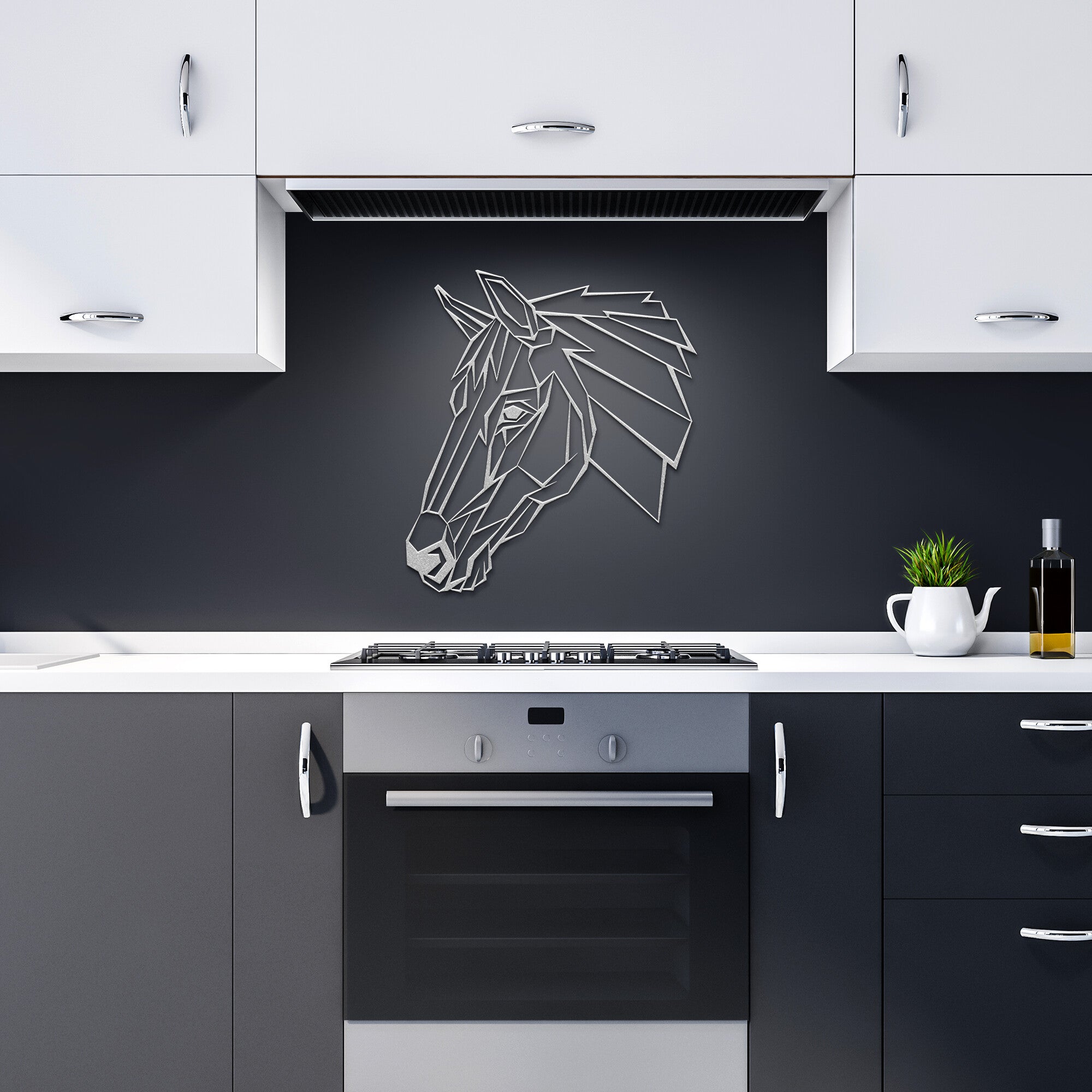 Geometric Horse Head Metal Wall Art - Unique Home Decor for Horse Lovers | Perfect for Living Room, Bedroom or Office
