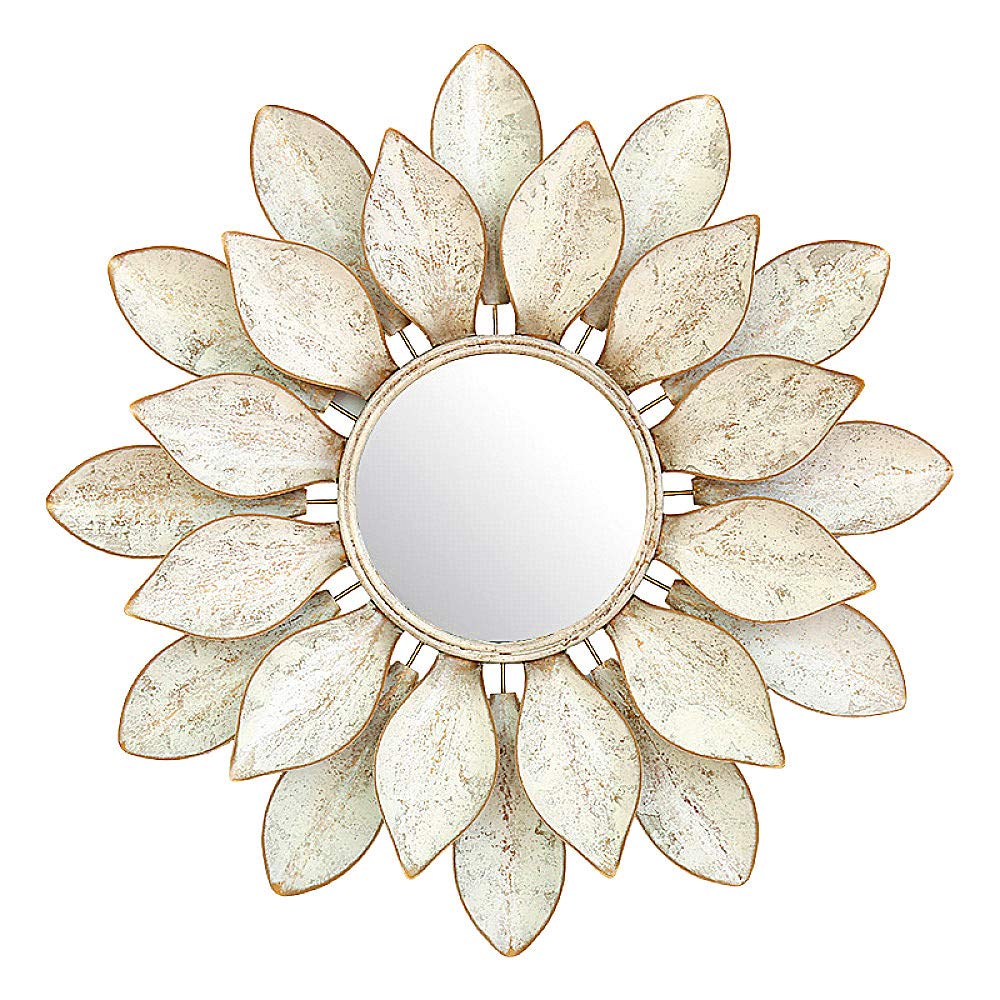 Large Luxury Wall Mirror with Wrought Iron Frame - Sunflower Design Metal Wall Decor for Living Room, Bedroom, and Entryway - Elegant Home Decoration & Functional Mirror for Daily Use