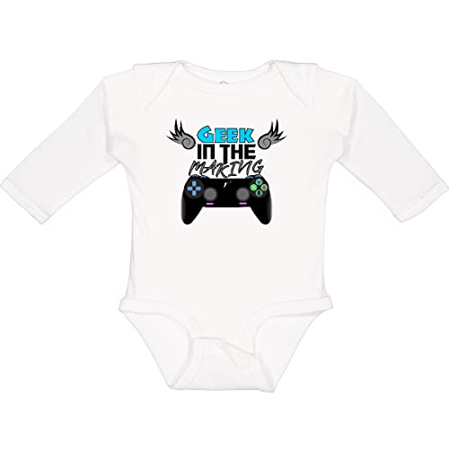 Inktastic Geek in the Making Black Video Game Controller Long Sleeve Baby Bodysuit - Perfect for Gamer Parents & Newborn Photo Shoots