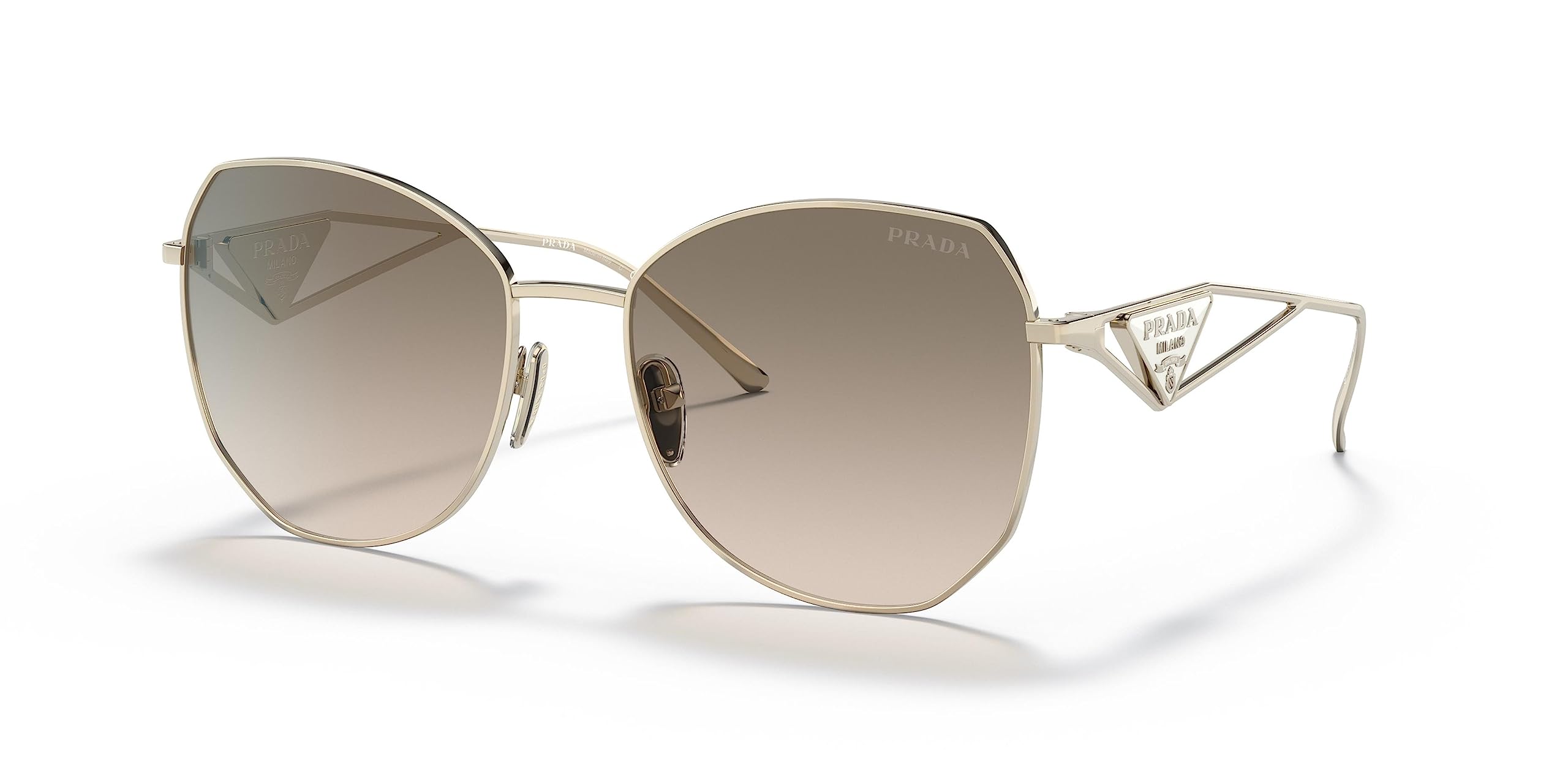 Prada PR 57YS Women's Sunglasses - Pale Gold/Brown Shaded Frame, 57/18/140 Size | UV Protection, Luxury Fashion Accessory for Beach, Driving & Outdoor Activities