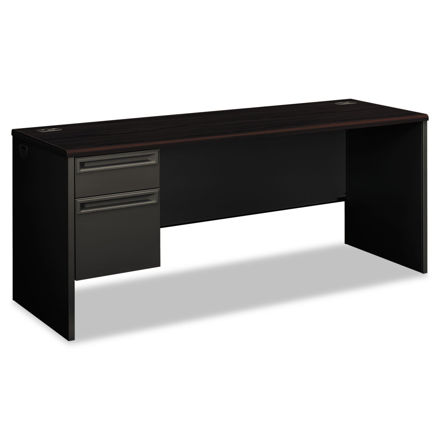 38000 Series Left Pedestal Credenza - 72W x 24D x 29.5H Mahogany/Charcoal - Perfect for Office Storage & Home Organization
