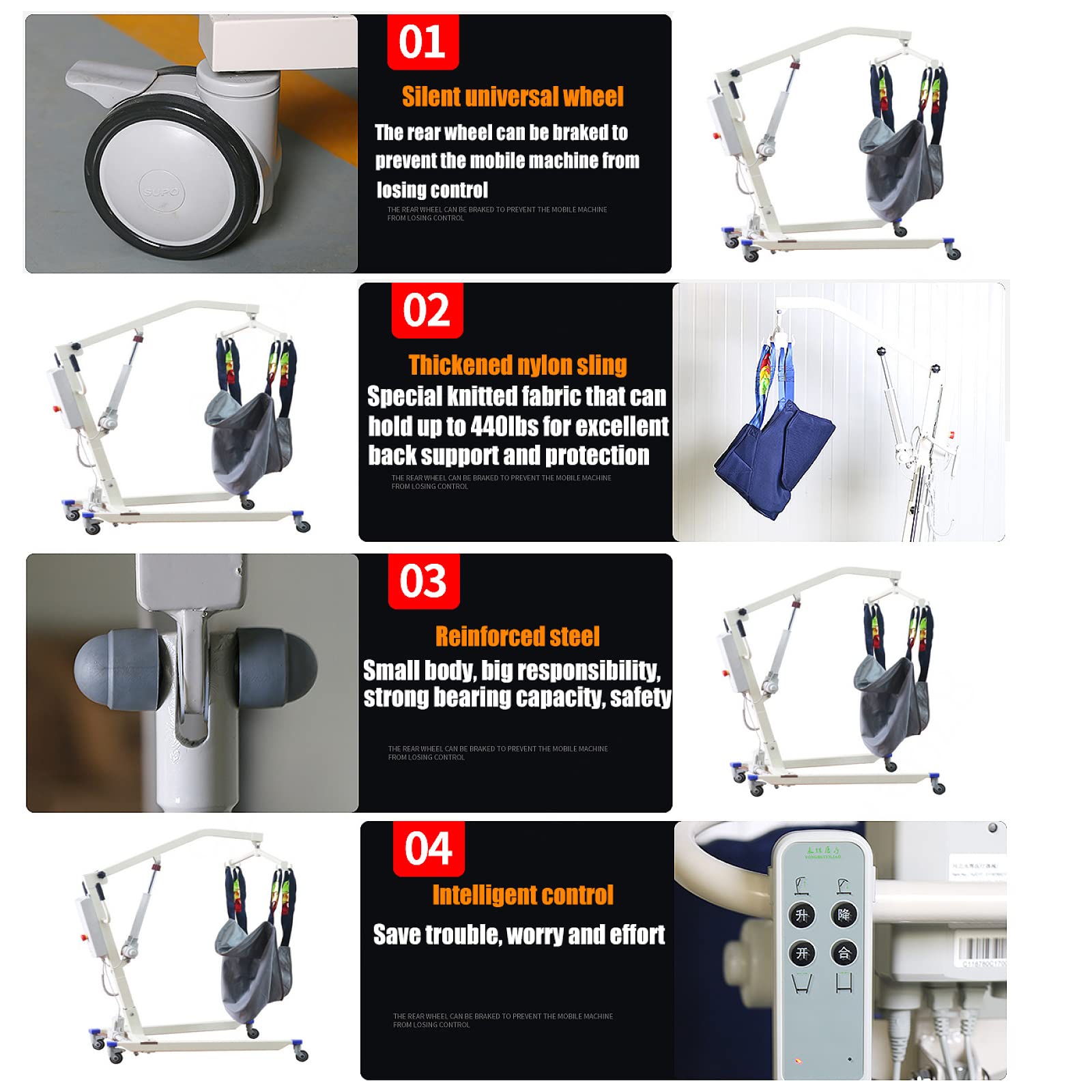 Electric Patient Lift - Foldable Hydraulic Body Transfer Lift with Battery Power & Folding Frame | Ideal for Home Care, Nursing Homes & Mobility Assistance