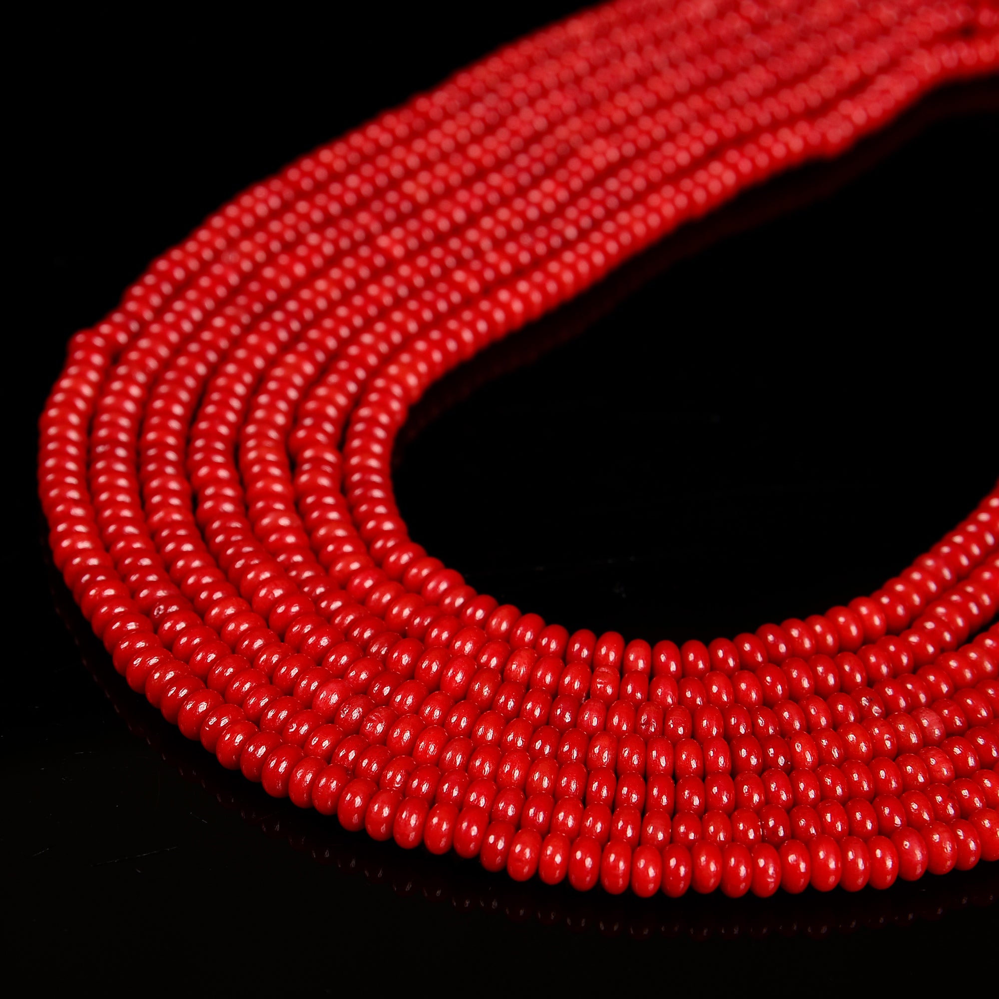 Dark Red Bamboo Coral Smooth Rondelle Beads 2x4mm - 15.5 Inch Strand for Jewelry Making, DIY Crafts & Bracelet Design - Perfect for Bohemian, Beach & Summer Fashion Accessories