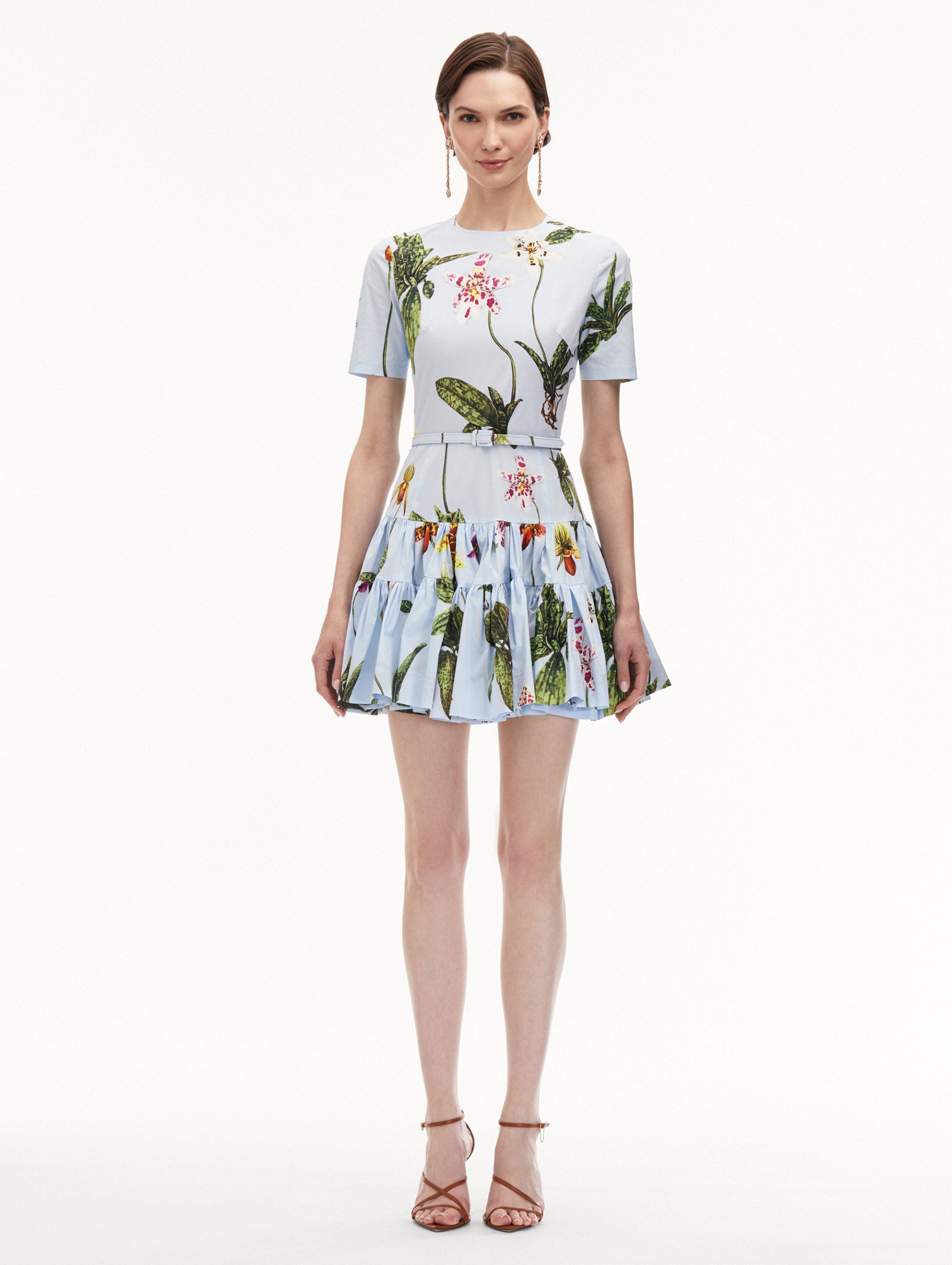 Orchid Cotton Poplin Mini Dress - Floral Print Summer Dress for Women | Perfect for Beach Vacations, Brunch Dates & Garden Parties