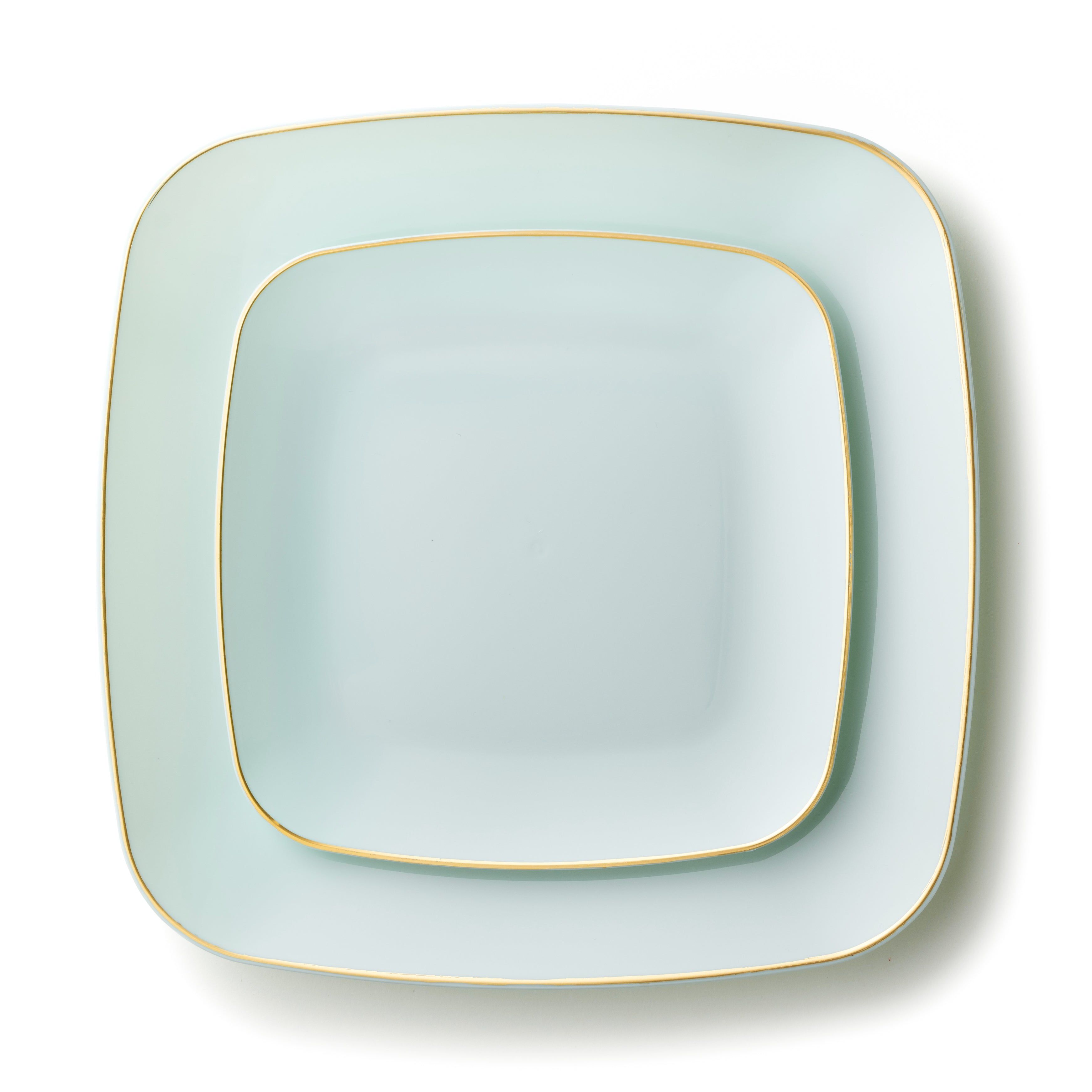 Turquoise and Gold Plastic Party Bundle - Classic Square Plates, Cups, and Napkins for Birthday, Wedding, and Holiday Celebrations