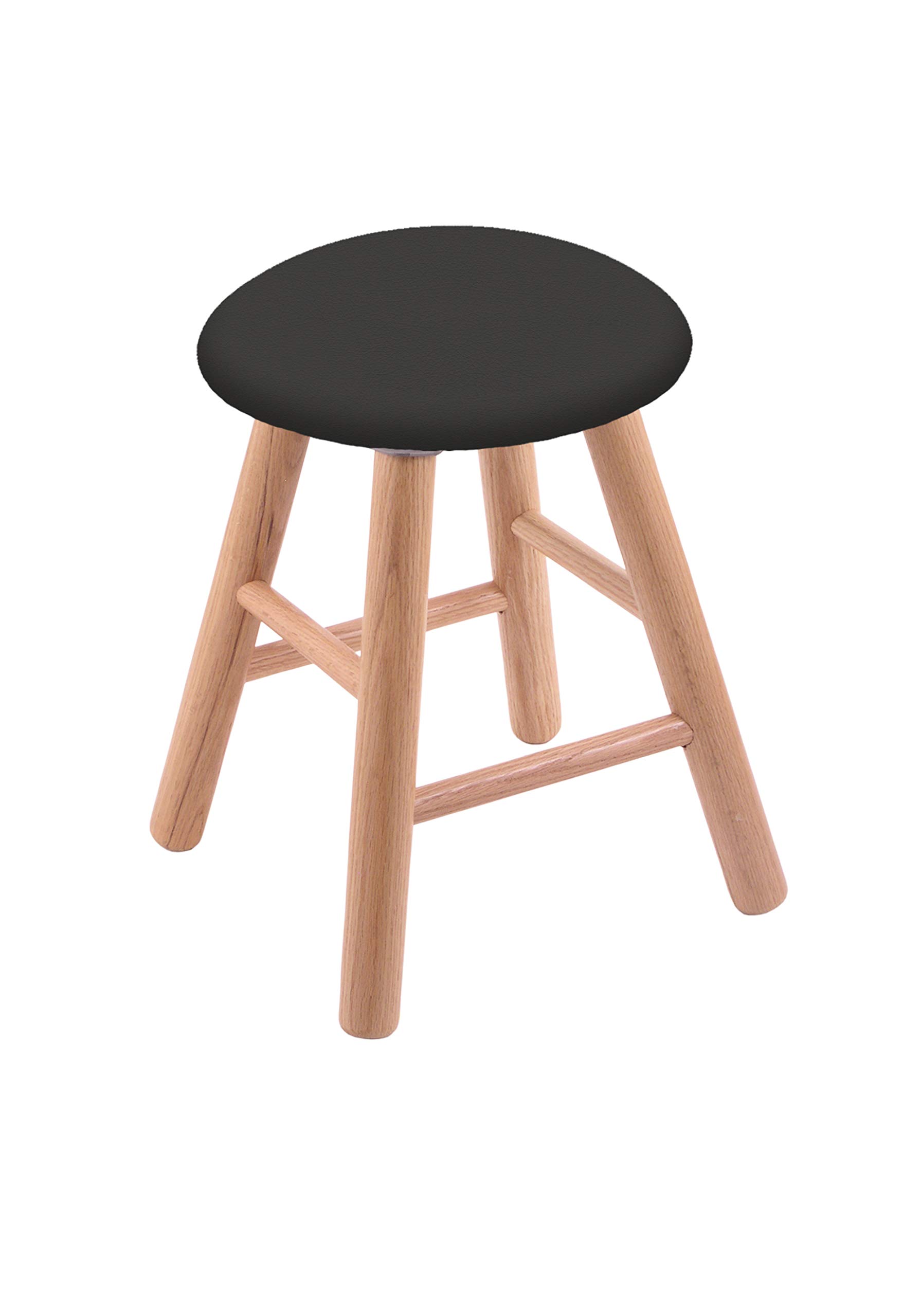 Natural Oak Vanity Stool with Wrought Iron Seat - Elegant Bathroom & Bedroom Makeup Stool for Dressing Table, Vanity Area, and Home Decor