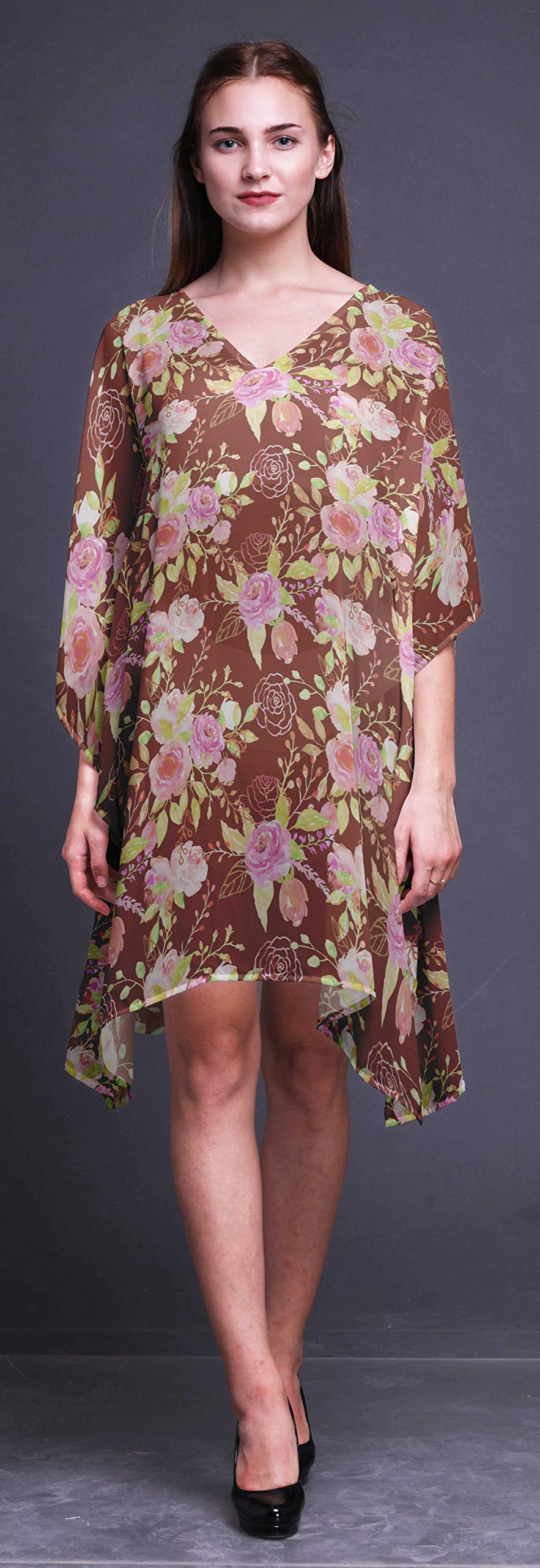 Bimba Women's Short Caftan Midi Dress - Beach Cover Up, Swimwear Wrap, Summer Boho Kaftan for Pool, Vacation & Resort Wear