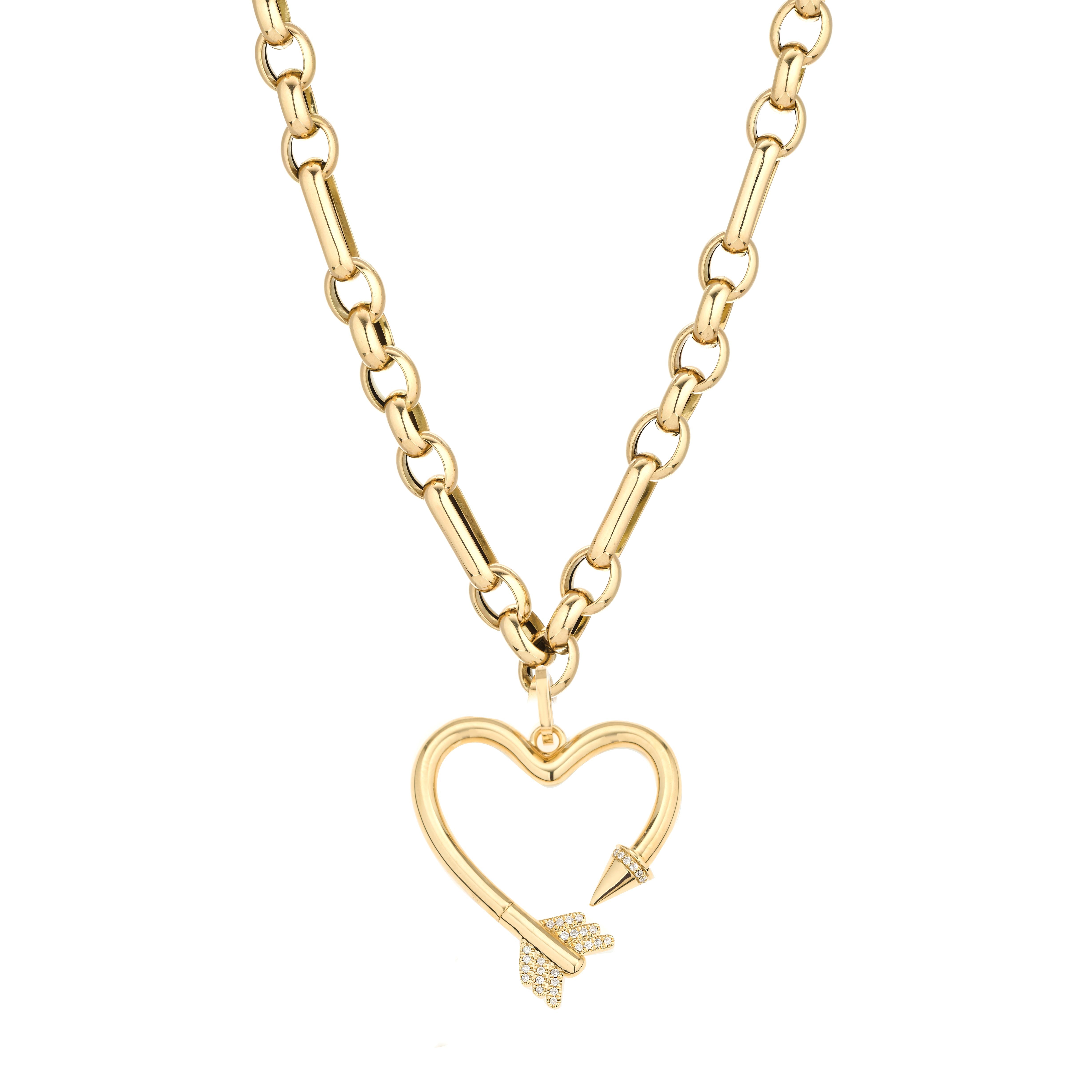 Diamond Arrow Heart Hinged Charm for Big Beads - Jewelry Making Supplies for DIY Bracelets & Necklaces - Perfect for Crafting, Gifts, and Fashion Accessories