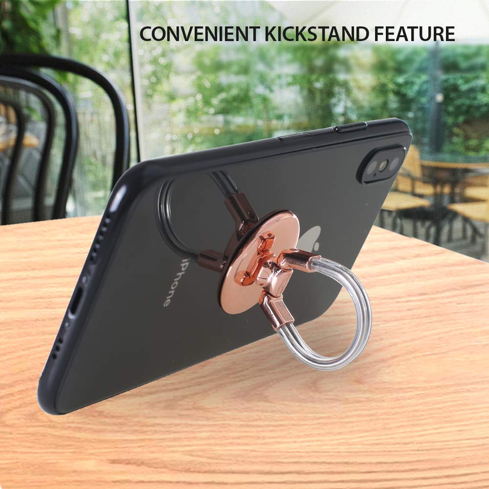 Universal 2-Pack Air Vent Car Phone Holder Stand - Finger Grip Phone Ring for iPhone & Android (Rose Gold) | Perfect for Safe Driving & Hands-Free Navigation