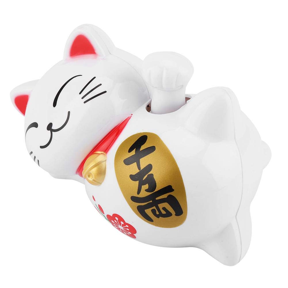 Solar Powered Lucky Cat Waving Arm - Fortune Beckoning Cat Car Decor for Good Luck & Wealth - Perfect for Dashboard, Office Desk & Home Decor