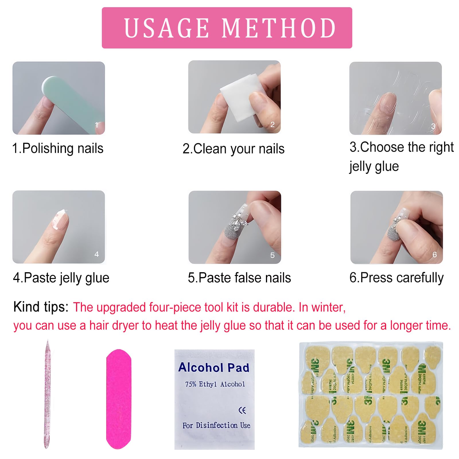 24PCS Short Square Press on Fake Nails - Natural Glitter Gradient French Design, Full Cover Acrylic Glue on Nails for Women | Perfect for Parties, Weddings, Daily Manicure & Nail Art Decoration