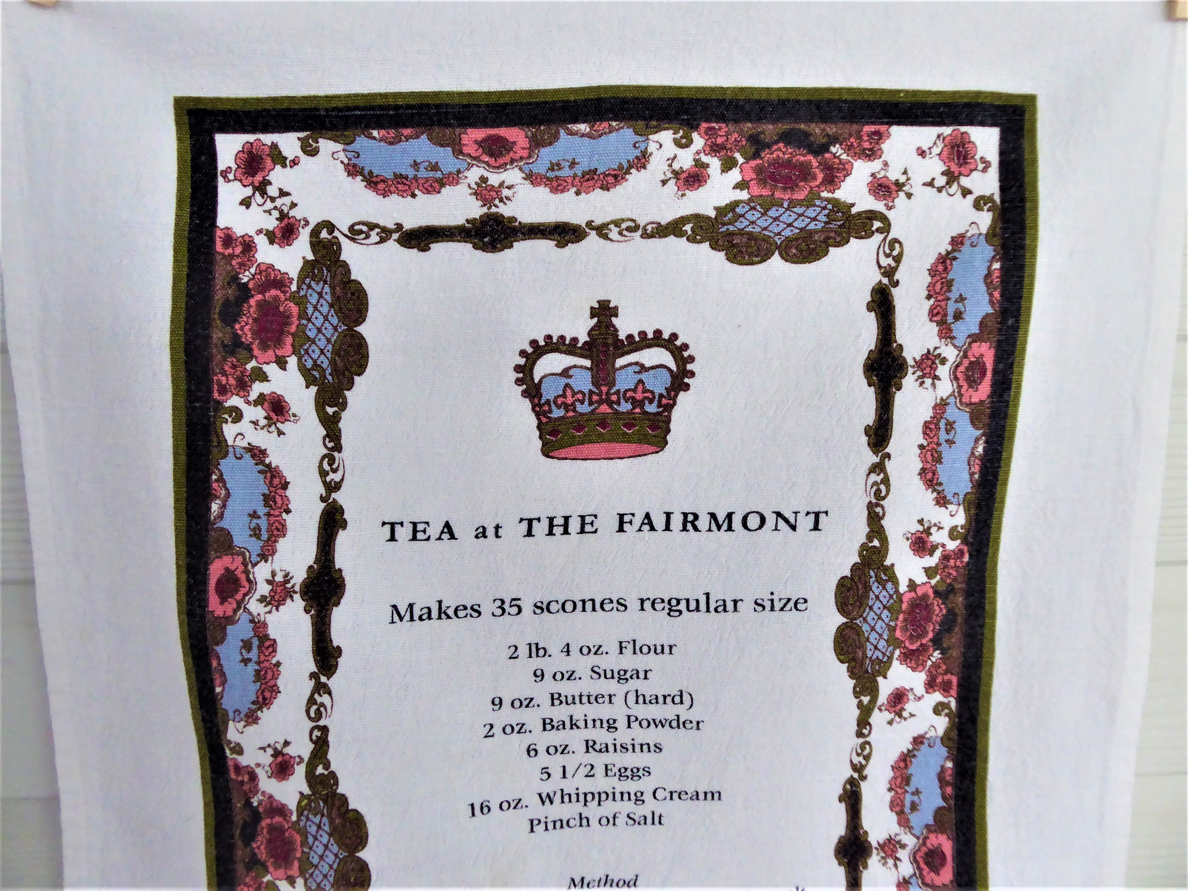 Fairmont Empress Scones Tea Towel - Vintage Victoria BC Dish Towel with Classic China Pattern - Perfect for Kitchen, Tea Parties & British-Themed Decor