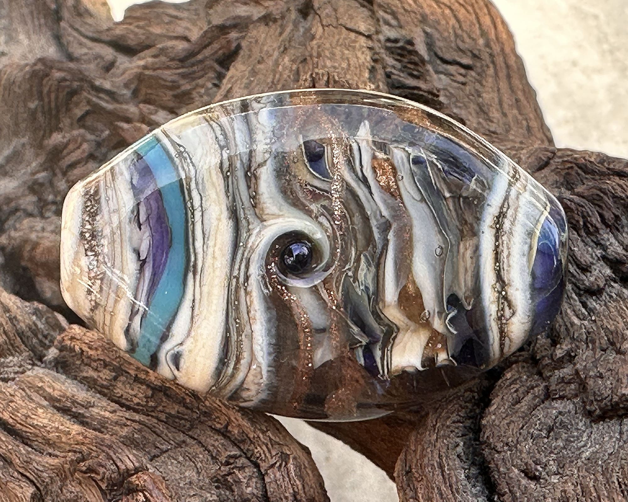 Handmade Blue Organic Lampwork Glass Focal Bead - SRA Certified Artisan Jewelry Component for Necklaces, Bracelets & DIY Crafting