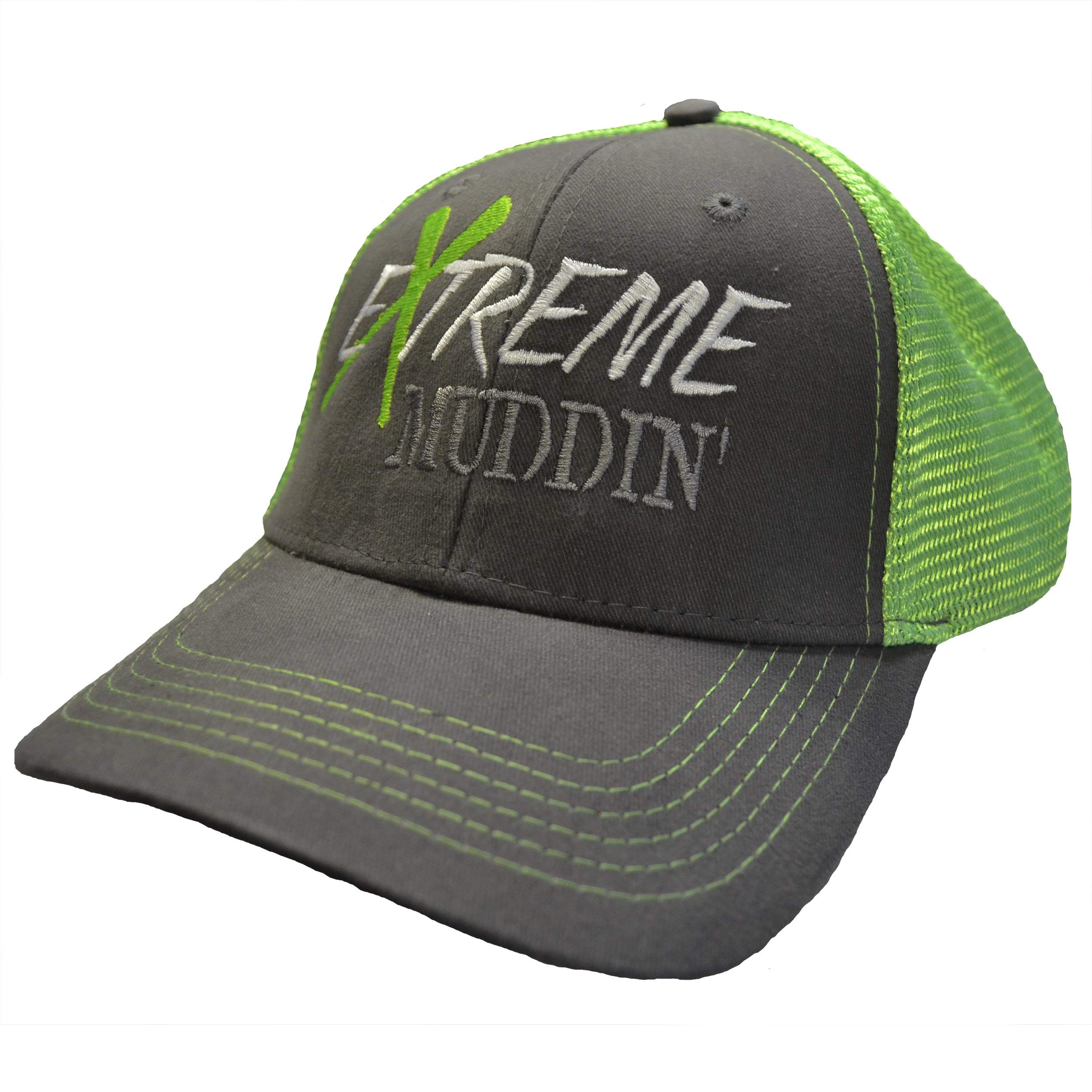 Extreme Muddin' Logo Snapback Hat - Green & Grey Adjustable Trucker Cap for Off-Roading, Mudding & Outdoor Adventures