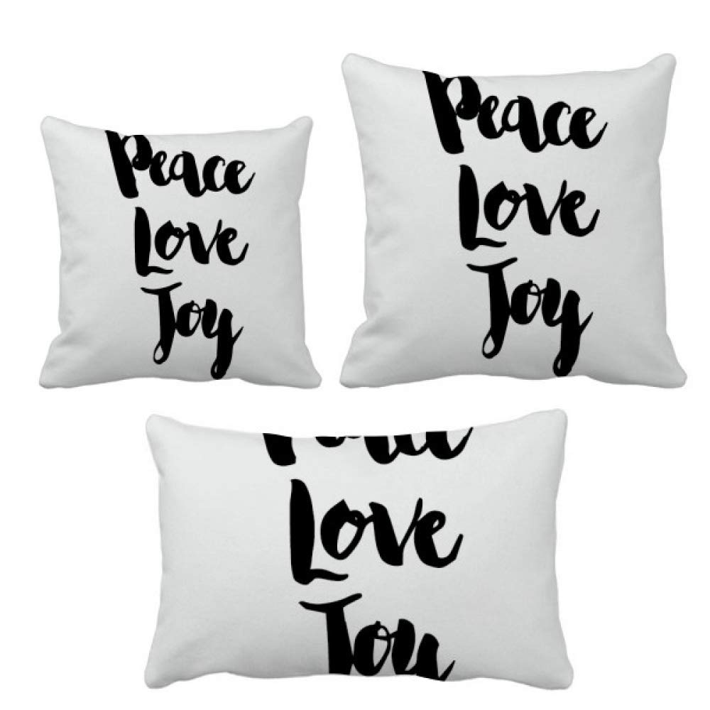 DIYthinker Peace Love Joy Quote Handwritten Throw Pillow Set - 2 Pack Decorative Cushion Covers for Sofa, Bed, Living Room - Boho Home Decor Gift for Housewarming, Christmas & Cozy Interior Design