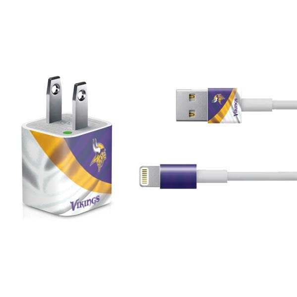 Officially Licensed NFL Minnesota Vikings iPhone Charger Skin Decal - Compatible with 5W USB Charger for iPhone - Perfect for Home, Office & Travel Accessories