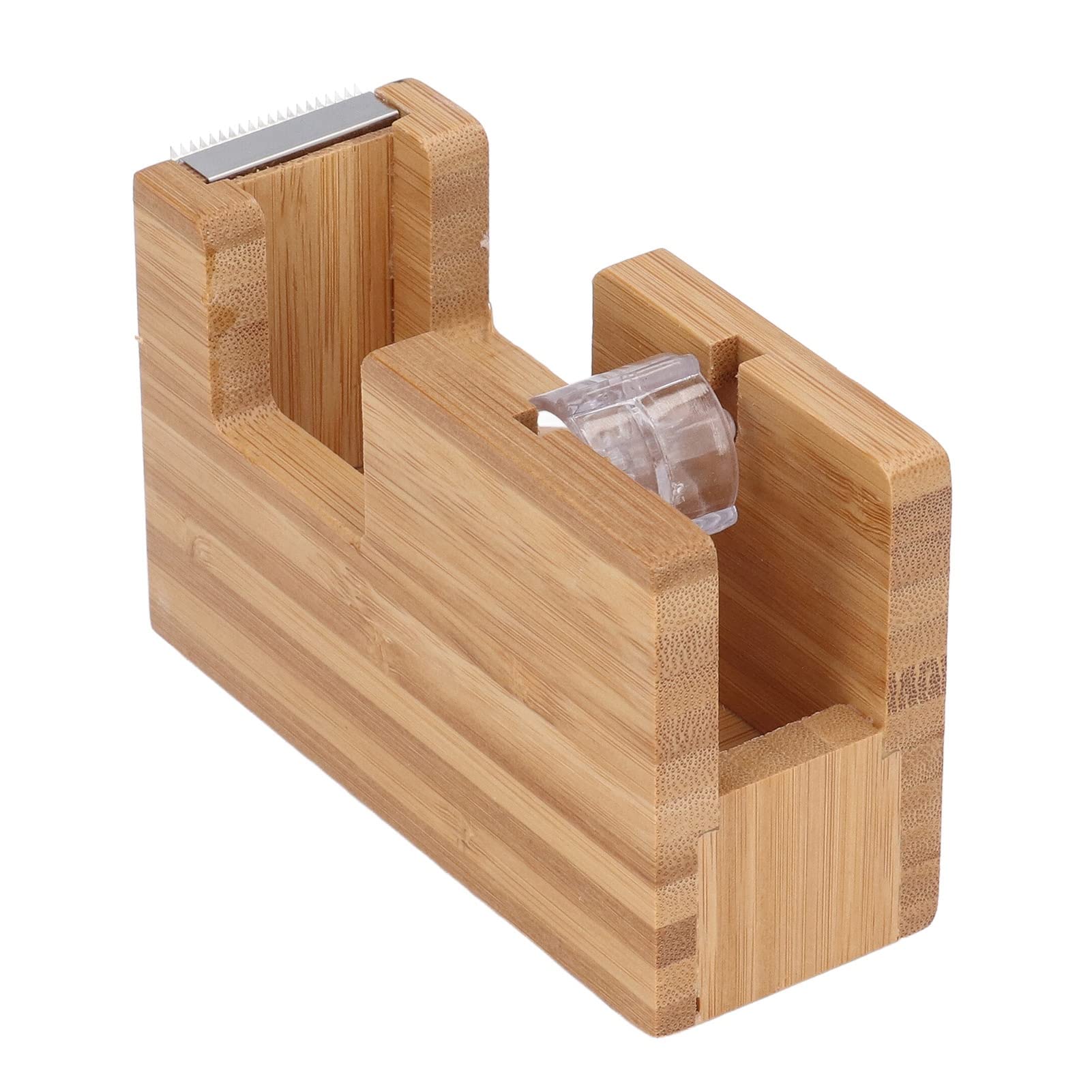 Wooden Weighted Desktop Tape Dispenser with Non-Skid Base - Office & Home Tape Holder for Wrapping, Packing, Crafts (Tape Not Included)