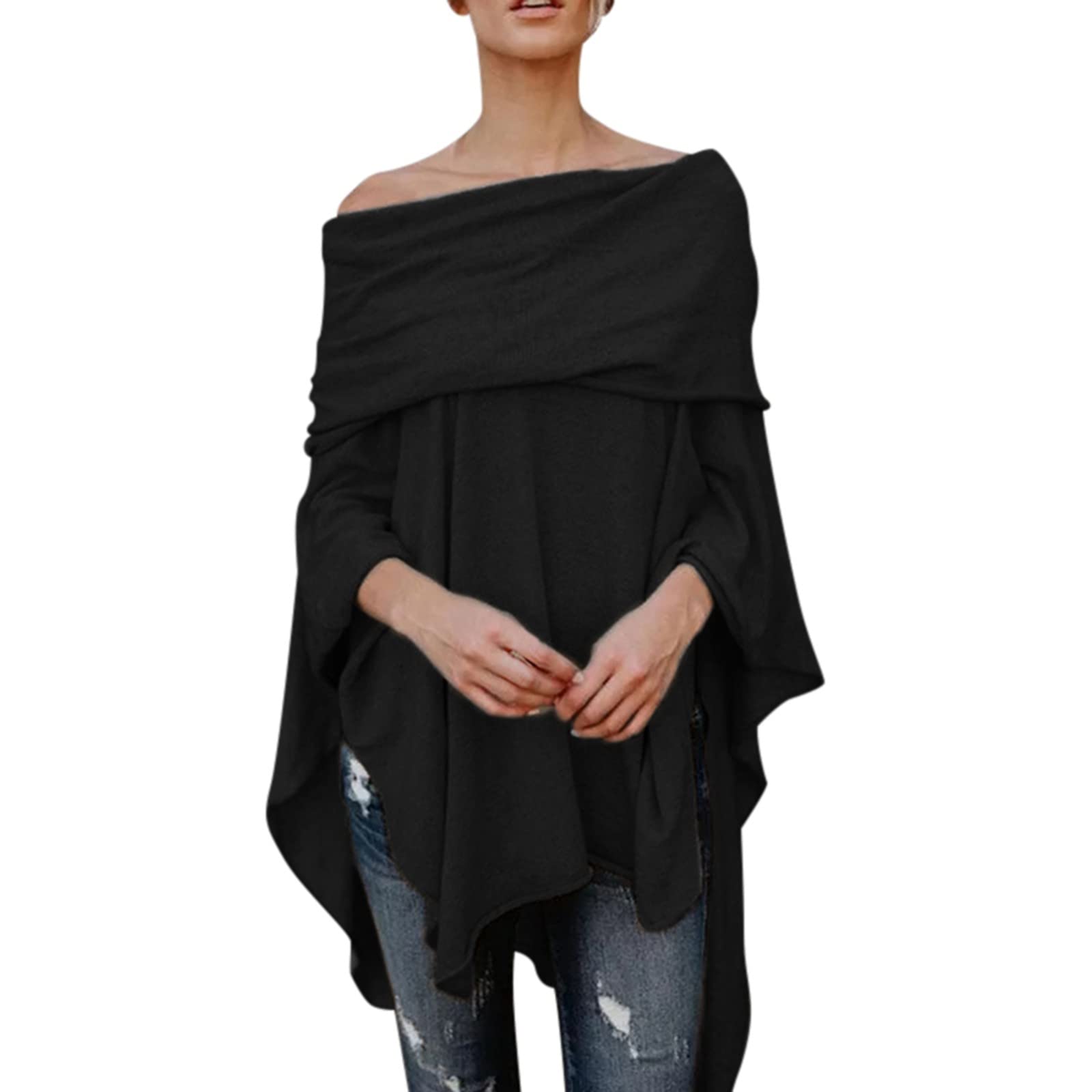 Women's Off Shoulder T-Shirt with Pocket - Asymmetric Plain Tee for Casual Wear & Summer Outfits | Fashion Solid Color Top for Women | Perfect for Beach, Date Night & Daily Outings