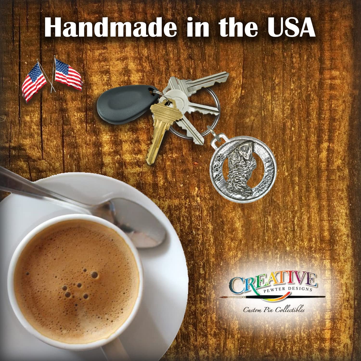 Handmade Pewter Airedale Terrier Dog Keychain - 1.5