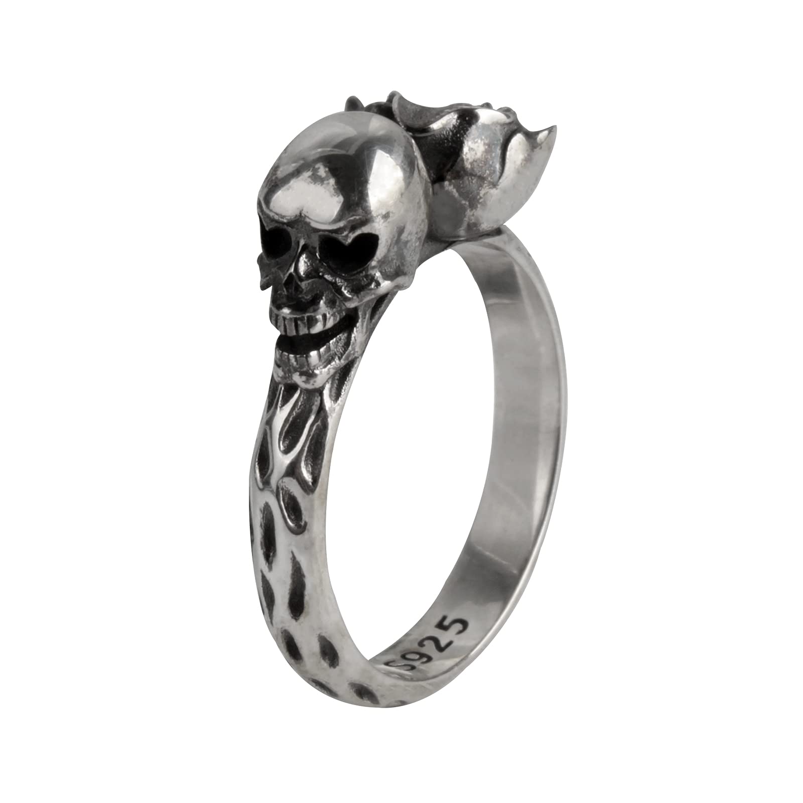 Rock & Ride Skull Rose Ring - Handmade 925 Sterling Silver Gothic Jewelry for Men & Women - Perfect for Punk Fashion, Biker Style & Alternative Outfits