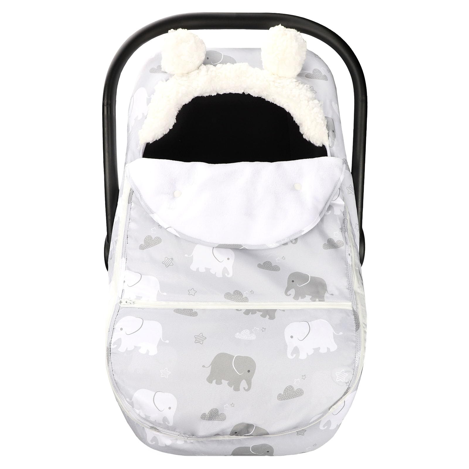 **Boys' Car Seat Cover - Winter Cozy & Warm Baby Car Seat Protector with Elephant Design, Ultra-Soft Breathable Fabric, Zippered Removable for Easy Cleaning - Perfect for Infants & Toddlers in Cold Weather, Travel & Daily Use**