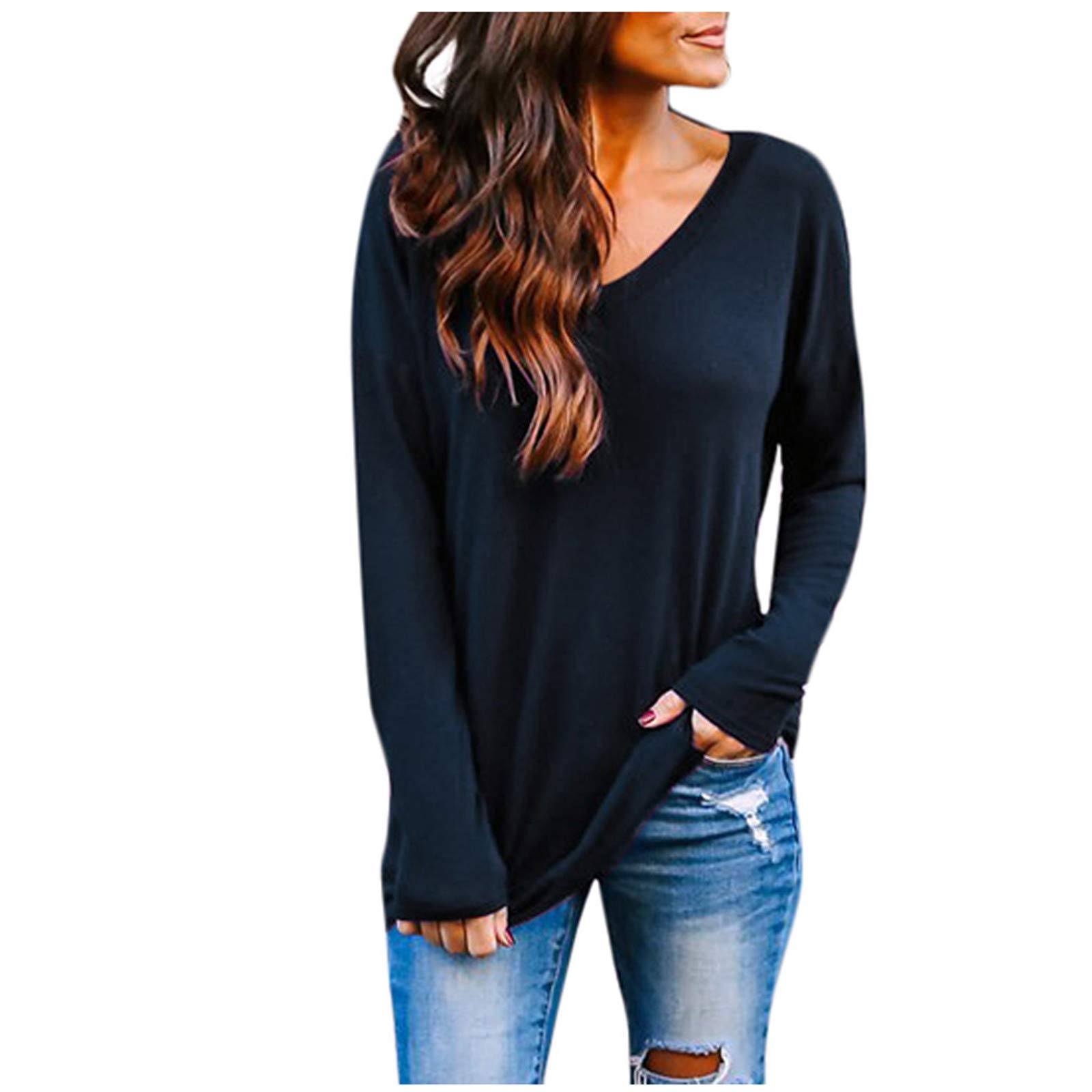Women's Summer Blouses & Tops - Elegant V-Neck Casual T-Shirt, Backless Solid Black Blouse for Sexy Fashion | Perfect for Beach Outings, Date Nights & Summer Parties