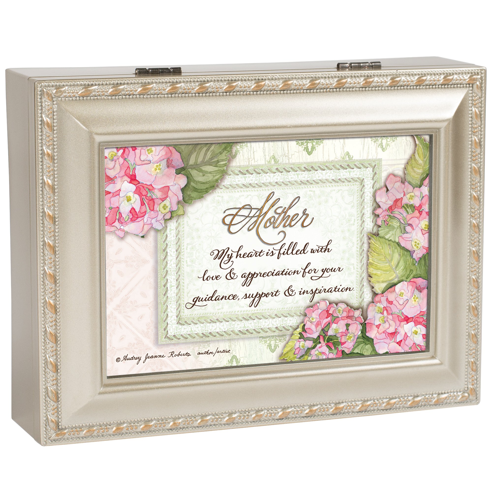 Elegant Mother Champagne Silver Music Jewelry Box - Plays 'You Light Up My Life' Song - Perfect for Gift Giving, Wedding Favors & Keepsake Storage