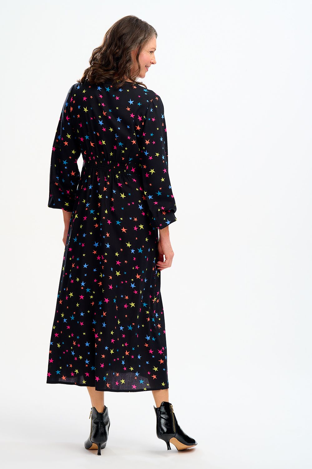 BELLATRIX MAXI TEA DRESS in Black - Elegant Flowy Midi Dress for Women | Perfect for Tea Parties, Garden Weddings & Summer Occasions