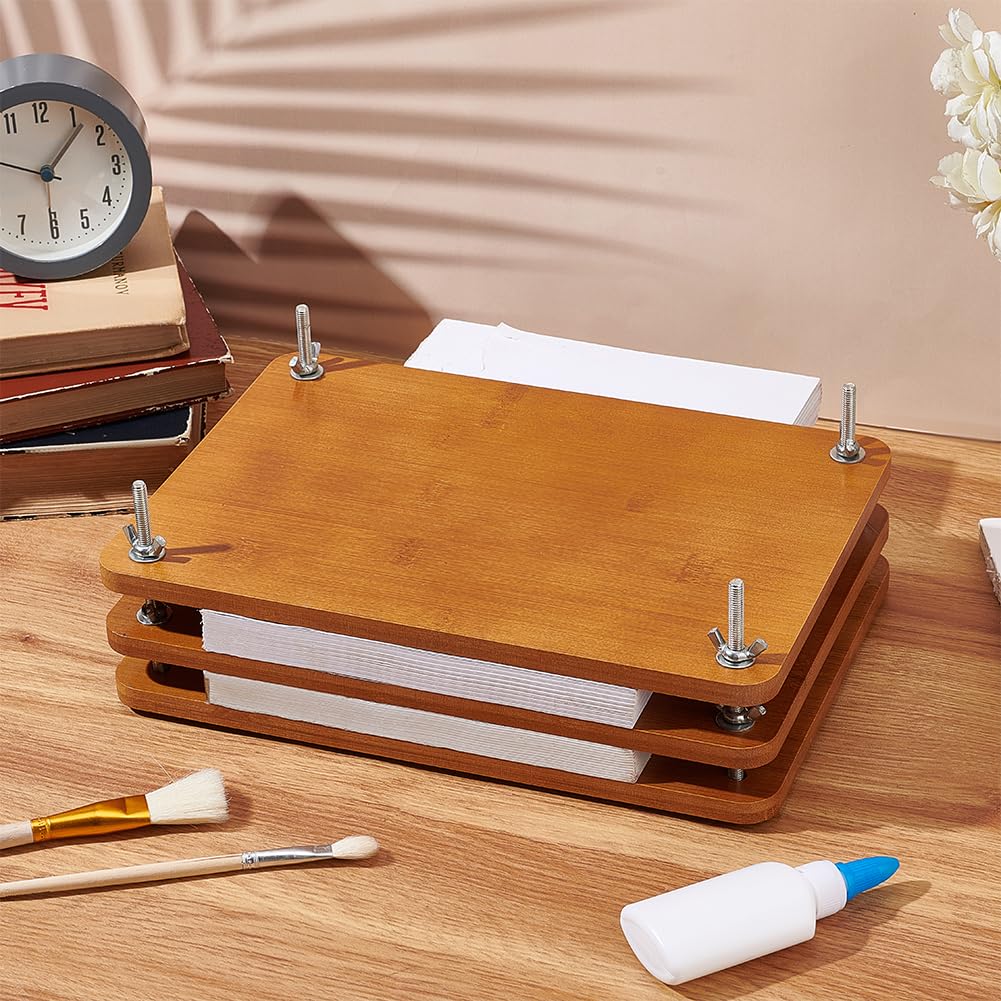 BENECREAT 11.2x7.7 Inch Wooden Book Press - Portable Bookbinding Machine with Iron Nut for DIY Book Repair, Scrapbooking & Journal Making - Perfect for Home, School & Office Craft Projects
