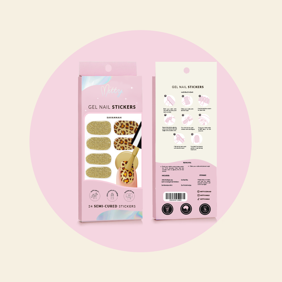 Mitty Semi Cured Gel Nail Stickers - Savannah Collection | DIY Salon-Quality Nails at Home | Perfect for Parties, Weddings & Everyday Wear
