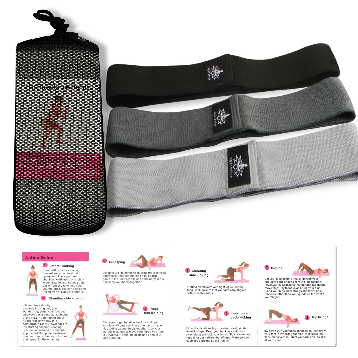 Premium Hatha Yoga Resistance Bands Set of 3 - 14.5