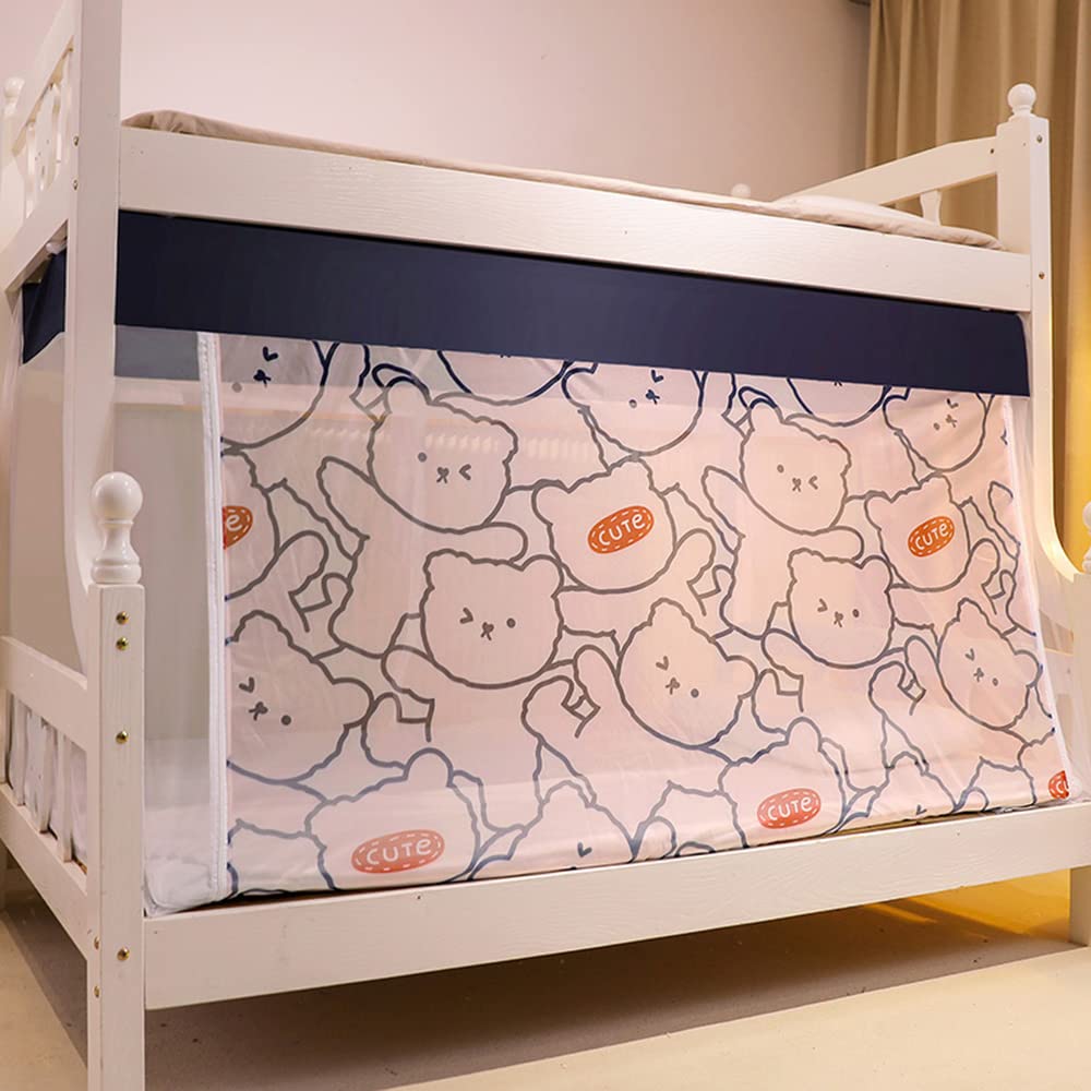 Mengersi Bunk Bed Curtains for Kids - Twin Size Canopy & Loft Bed Tent Curtains with Bear Design - Perfect for Boys & Girls Bedroom Decor, Sleep Privacy & Playtime Forts